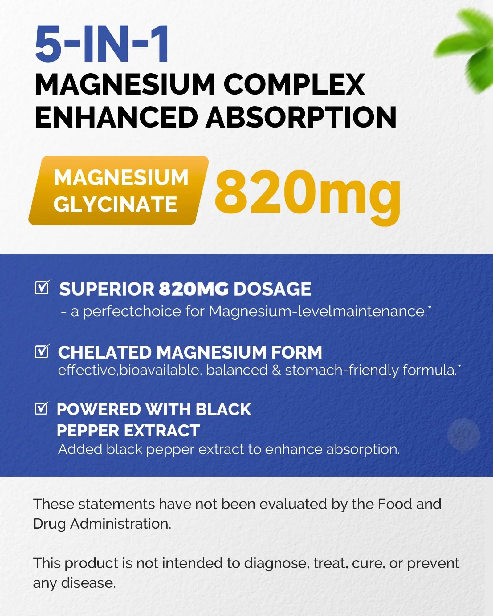 820mg Magnesium Complex 240 Veggie Capsules,for Women & Men with Magnesium Glycinate,Citrate, Malate,Taurate & L-Threonate for Sleep, Mood, Muscle Relaxation & Nerve Function Vegan Friendly, Non-GMO FreeCare Au supplements