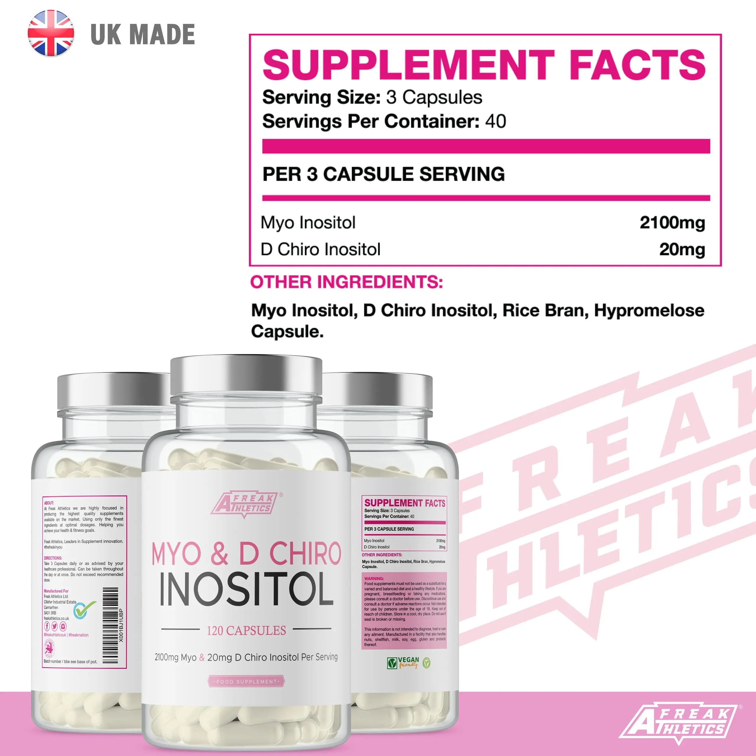 Myo-Inositol & D Chiro Inositol - Supports Women with PCOS -120 Capsules - Promotes Freak Athletics Au supplements