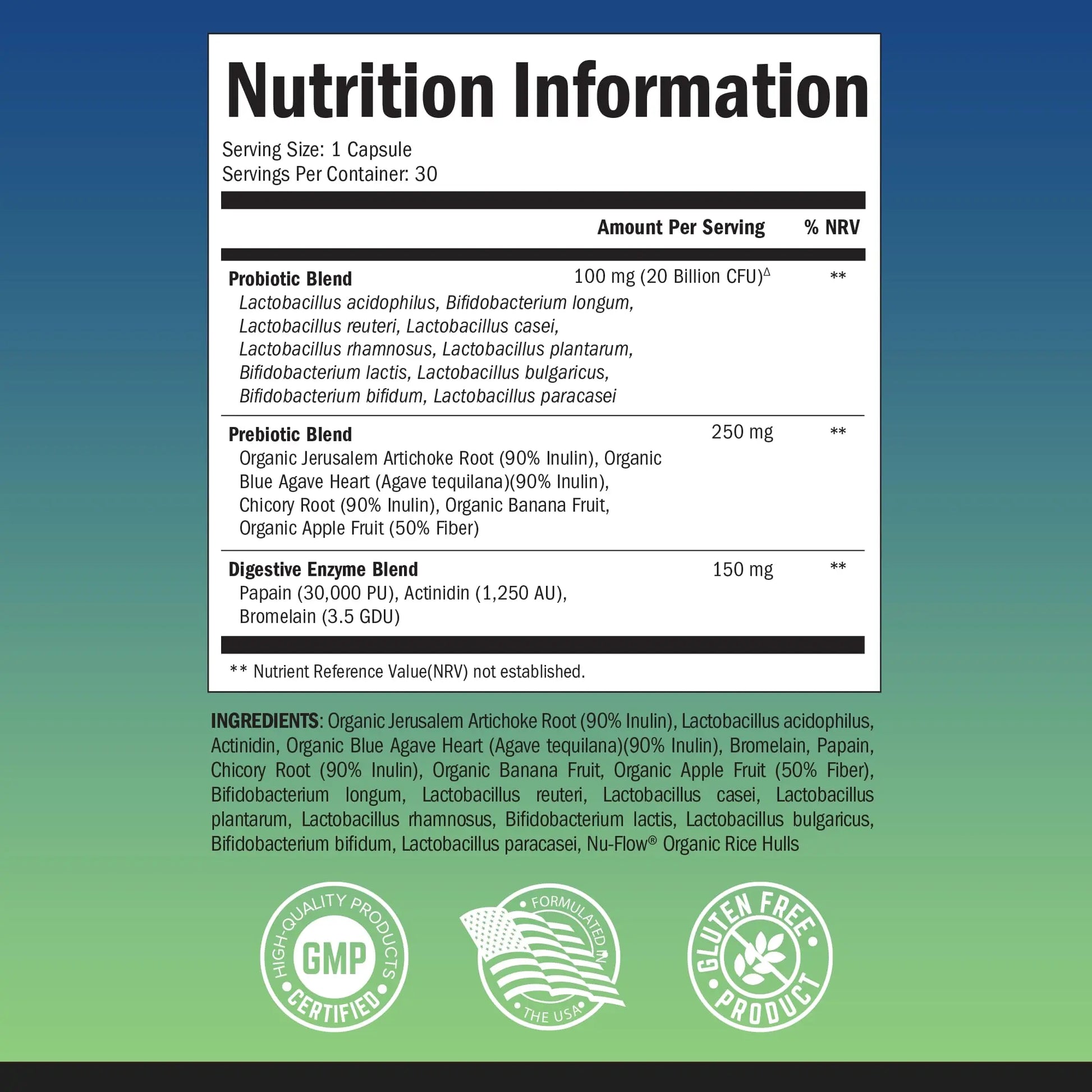 Probiotic & Prebiotic Digestive Health Capsules - 30ct, Gluten & Dairy Free, Non-GMO BioSchwartz Au supplements