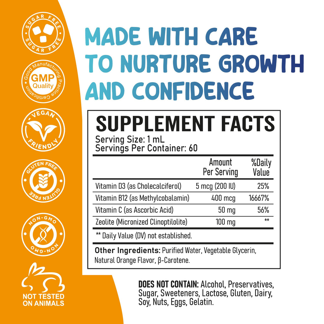 Zoyki Speech Therapy Drops for Kids - Speech Support Supplement for Communication Delay Cognitive Function Language & Brain Development with Zeolite Vitamins B12 D3 C - Sugar Free Gluten-Free Vegan Zoyki Au supplements