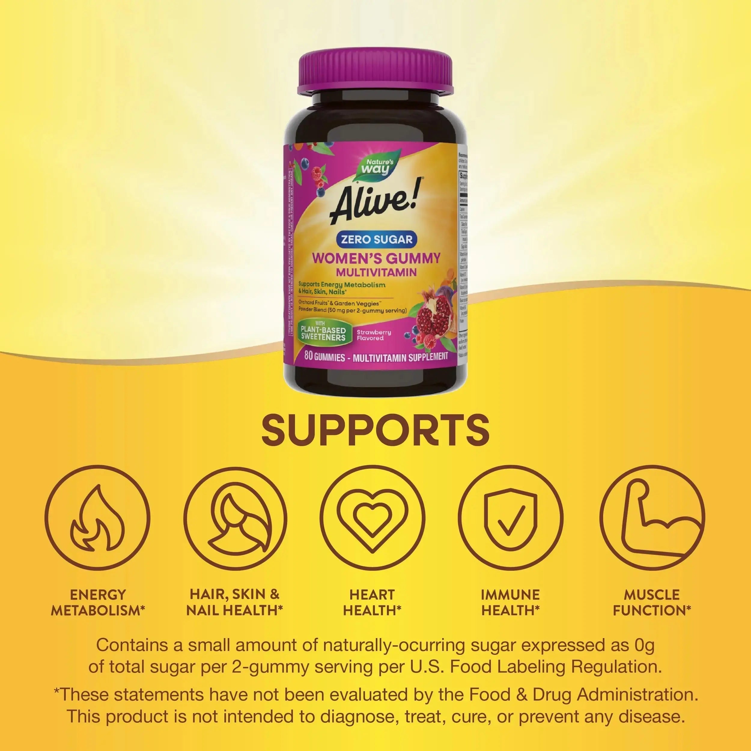Nature’s Way Alive! Zero Sugar Women's Gummy Multivitamins, Energy Metabolism*, Hair, Skin, Nails*, B-Vitamins Nature's Way Au supplements