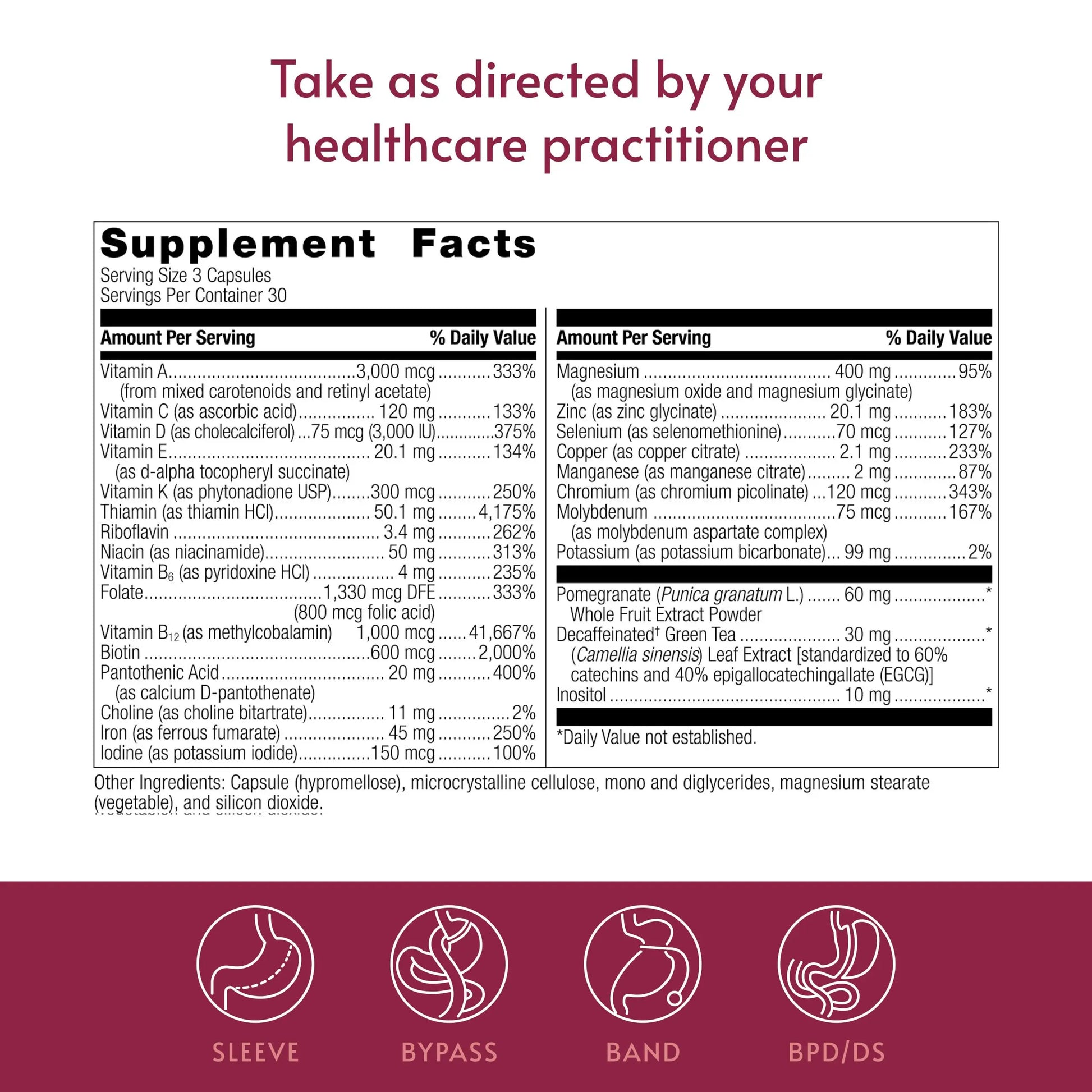 Bariatric Advantage Ultra Multivitamin with Iron - Ultra Multi with Iron - Capsule Format Multivitamin - Provides Full Complex of B Vitamins Bariatric Advantage Au supplements