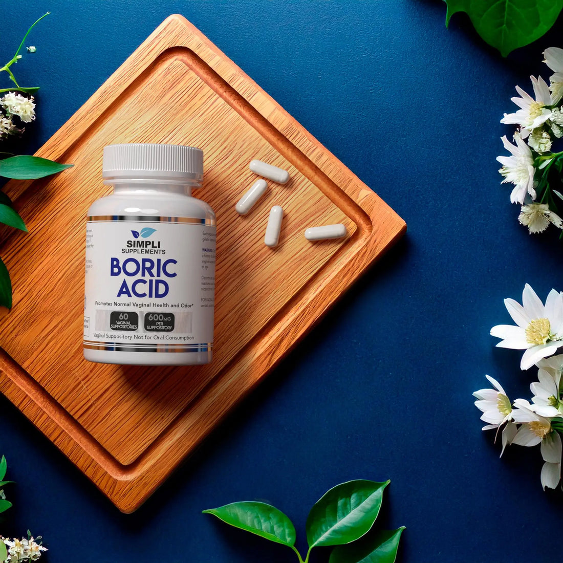 Simpli Supplements Boric Acid Suppositories for Women 600mg – 60 Count | Vaginal pH Balance Support | Feminine Care | Helps Maintain Freshness & Odor Control Simpli Supplements Au supplements