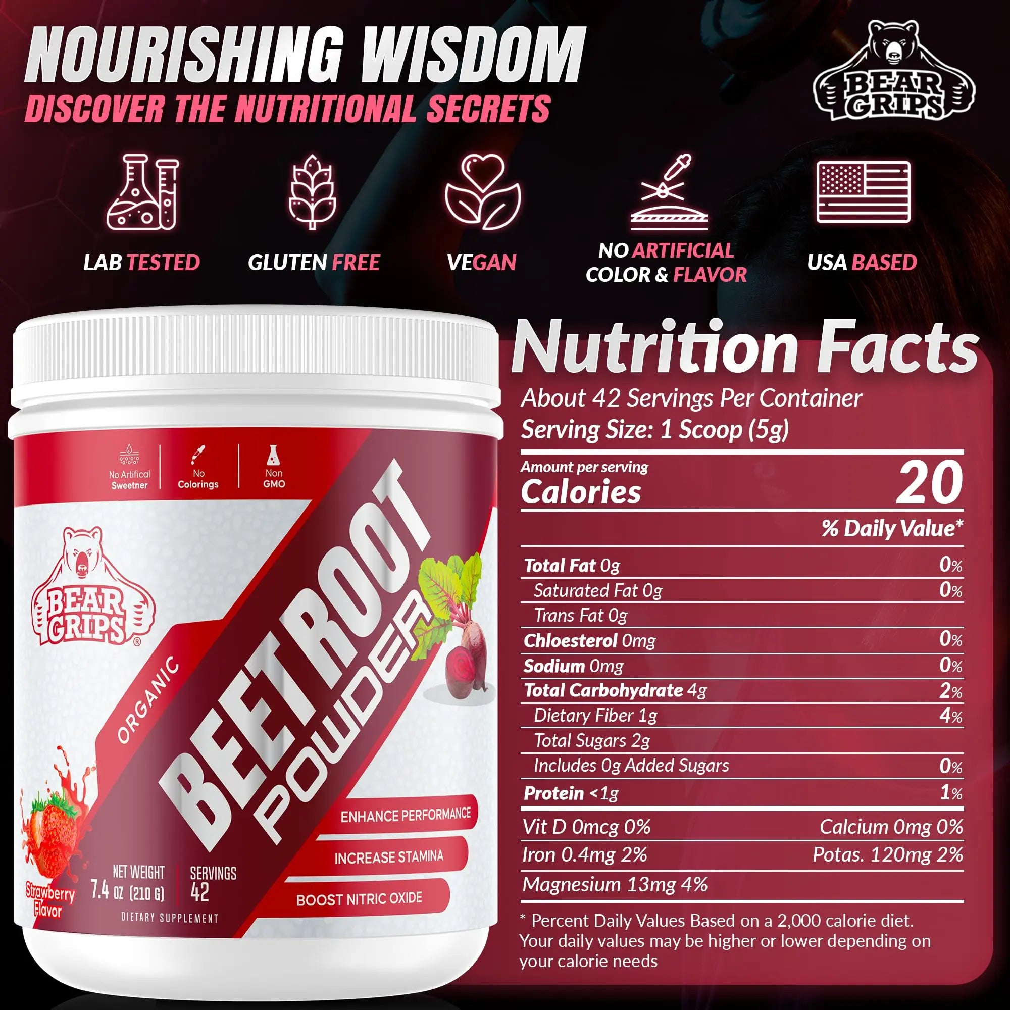 Organic Beet Root Powder - Nitric Oxide Supplement Super Food Beets Supplements Bear Grips Au supplements