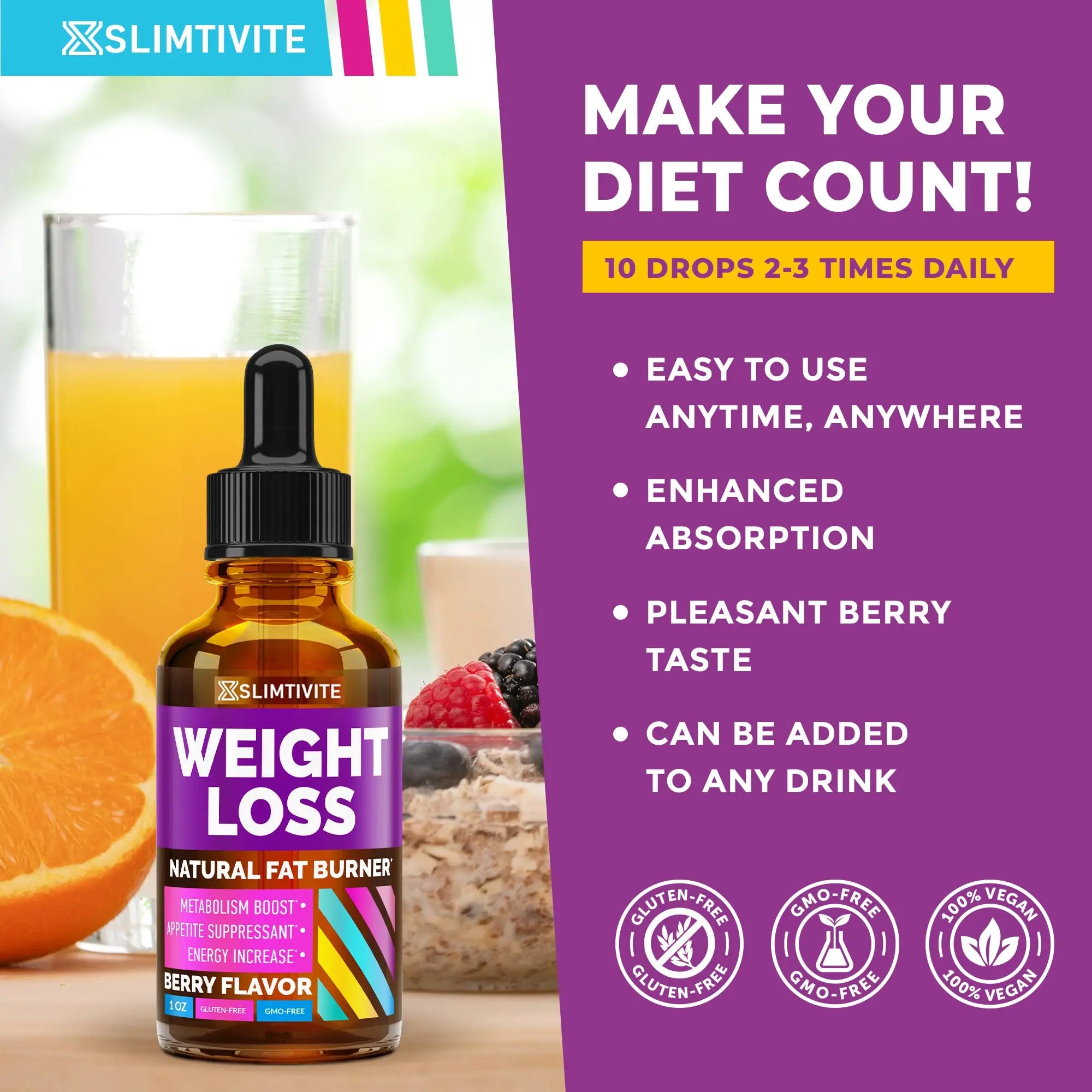 Slimtivite Weight Loss Drops - Diet Fat Effective Appetite Suppressant & Metabolism A.Vogel Au supplements