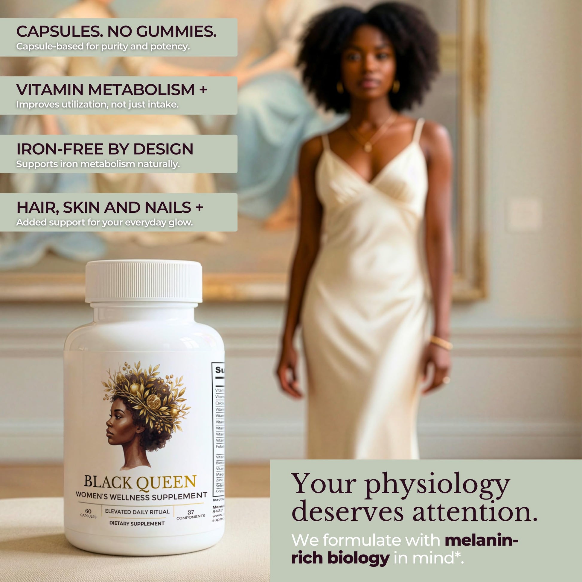 TODICAMP Melanin-Rich Physiology Women's Wellness Formula with 37 Active Ingredients - Daily Multivitamin for Women Hormone Balance, Energy Vitamins for Women, Biotin Supplement for Hair Skin & Nails TODICAMP Au supplements