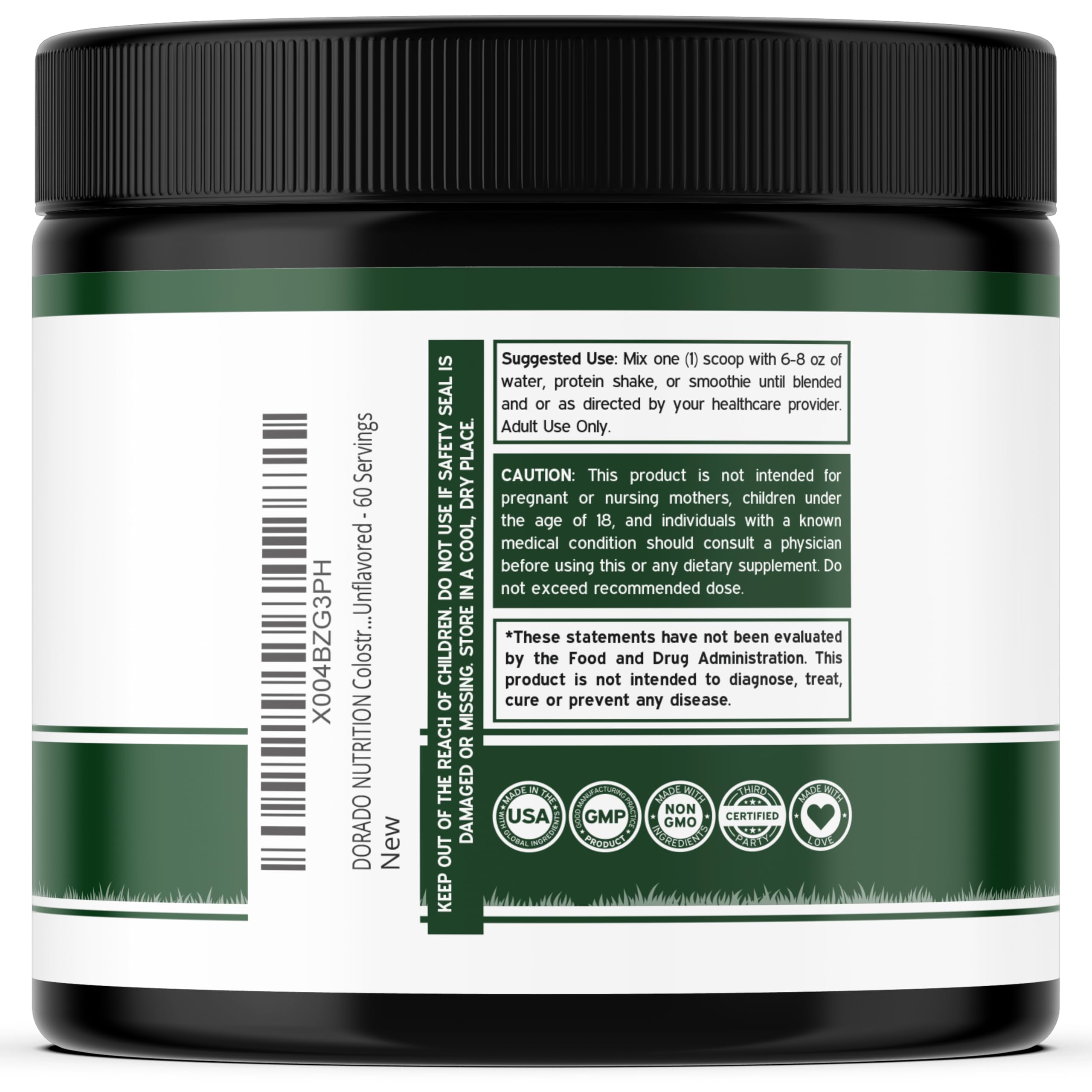 Colostrum Supplement Powder 90g (60 Servings of 1.5g Pure Bovine Colostrum Std. to Contain 20% IgG Immunoglobulins) Grass Fed Powder - No Fillers, Third Party Tested, Unflavored & Non-GMO DORADO NUTRITION Au supplements