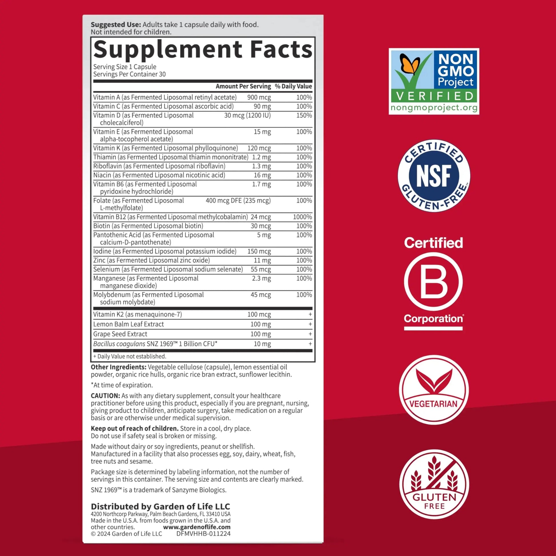 Garden of Life Dr. Formulated Multi+ Heart Health - Fermented Liposomal Multivitamin + Vitamin K2 MK-7, B Vitamins & Probiotics Garden of Life Au supplements