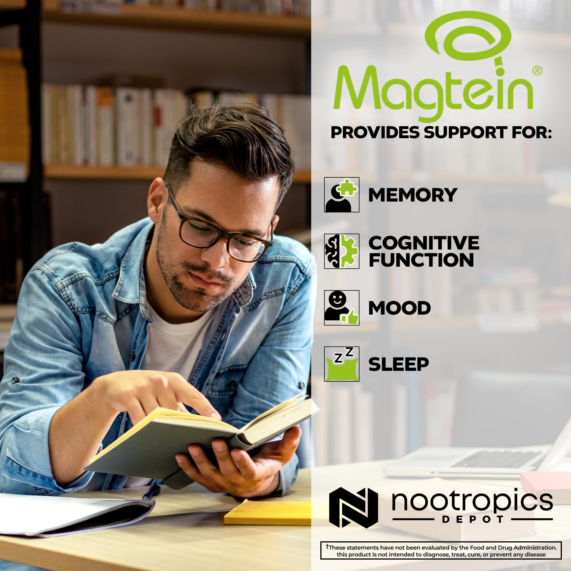 Nootropics Depot Magtein Magnesium L-Threonate Capsules | 90 Count | Mineral Supplement | Natural | Supports Mitochondrial Function | Boosts Energy and Cognitive Function Nootropics Depot Au supplements
