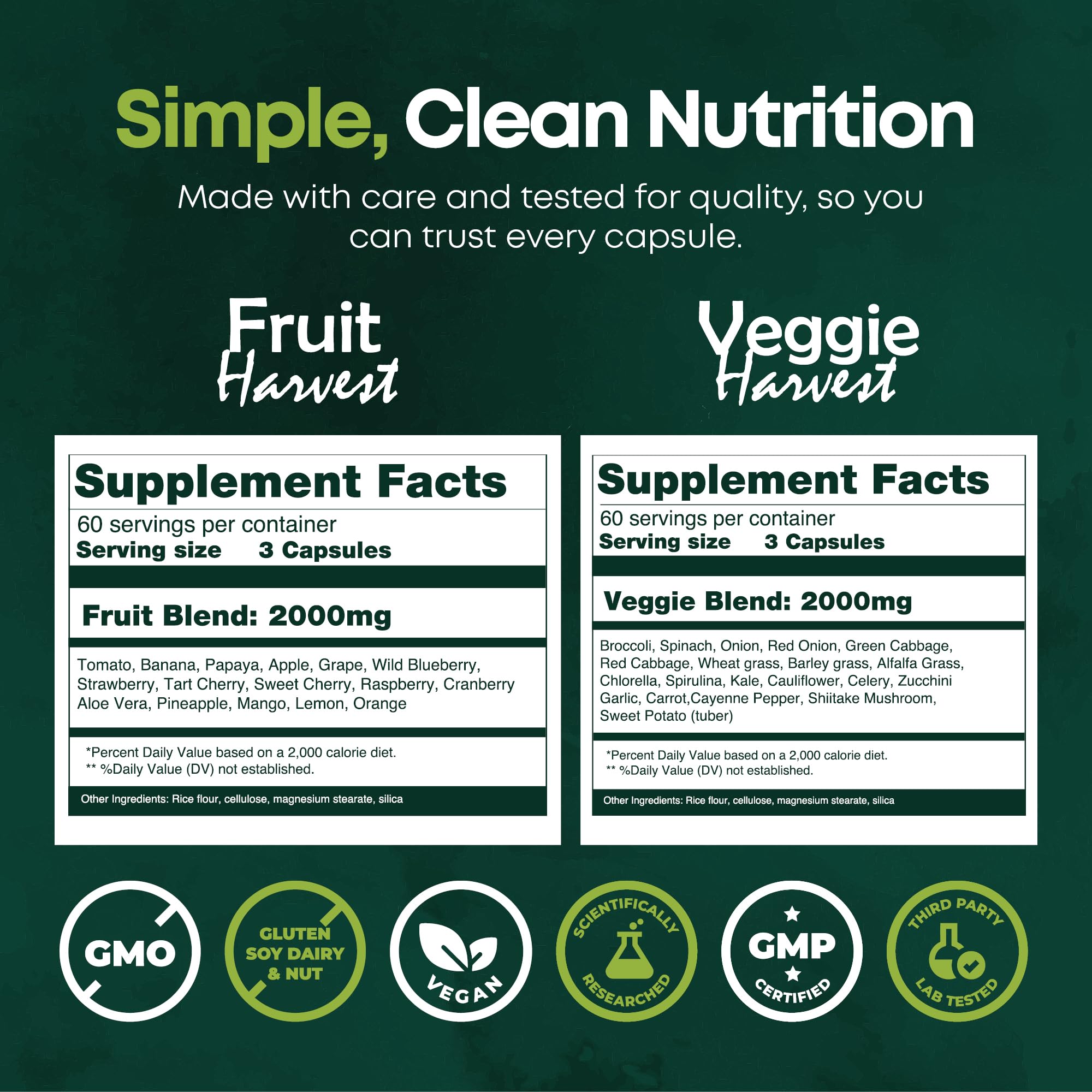 Supermed Research Fruits and Vegetables Supplements – 2 Pack Combination Fruit & Veggies Supplement – Whole Food Vitamins & Minerals for Adults – Superfood Veggie Vitamins for Adults (180 x 2, 360 Ct) Supermed Research Au supplements