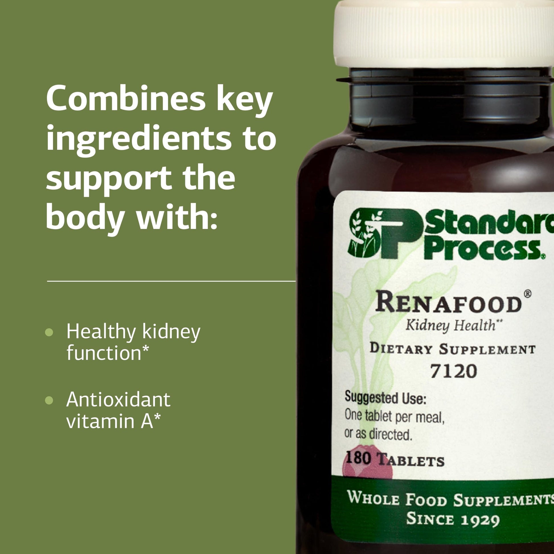 Standard Process Renafood - Supports Healthy Kidney Function & Antioxidant Activity - Contains Vitamins A - Non-Soy - 180 Tablets Standard Process Inc. Au supplements