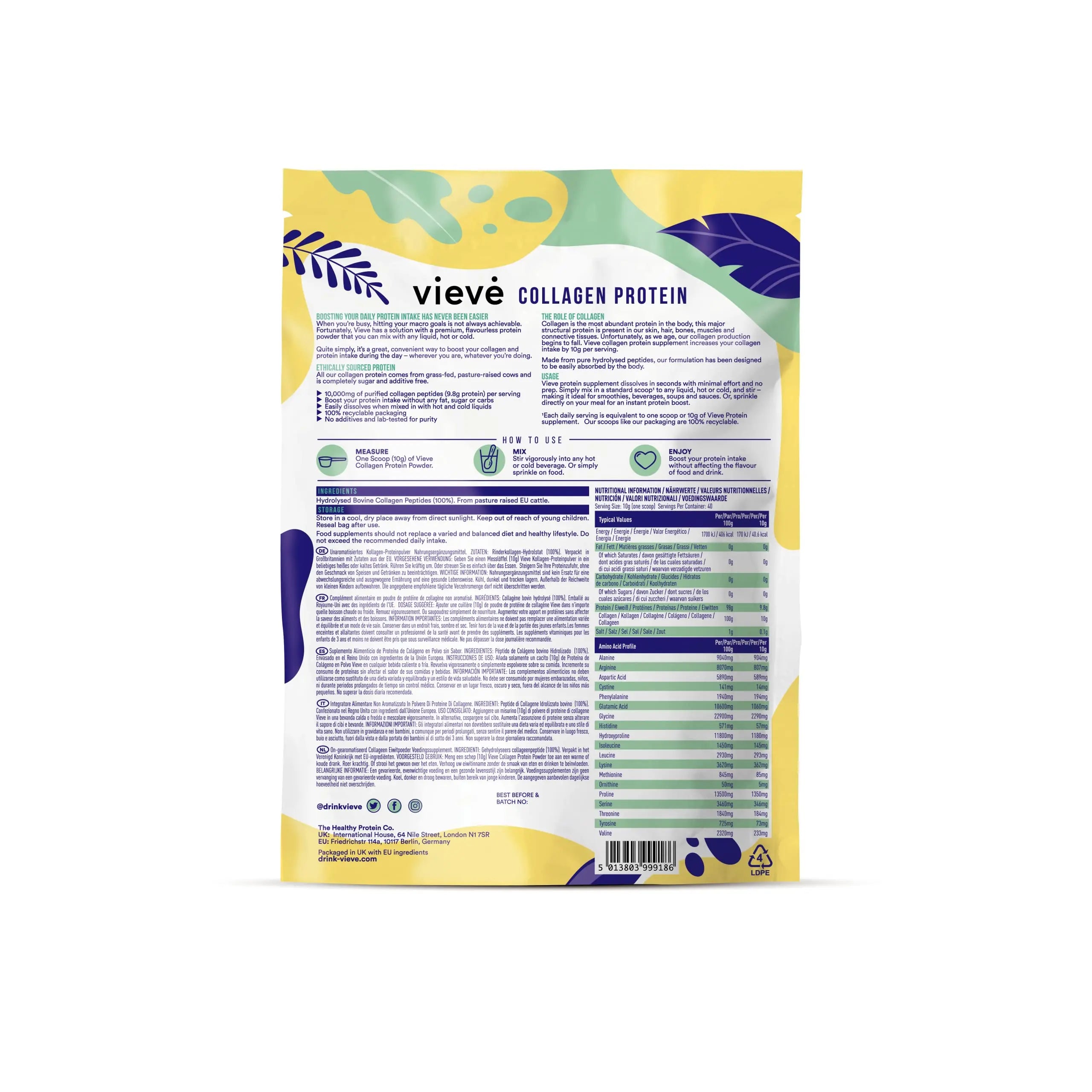 Vieve Collagen Protein Powder - Hydrolysed Bovine Peptides - Diet Support Supplement for Skin, Hair, Nail Vieve Au supplements