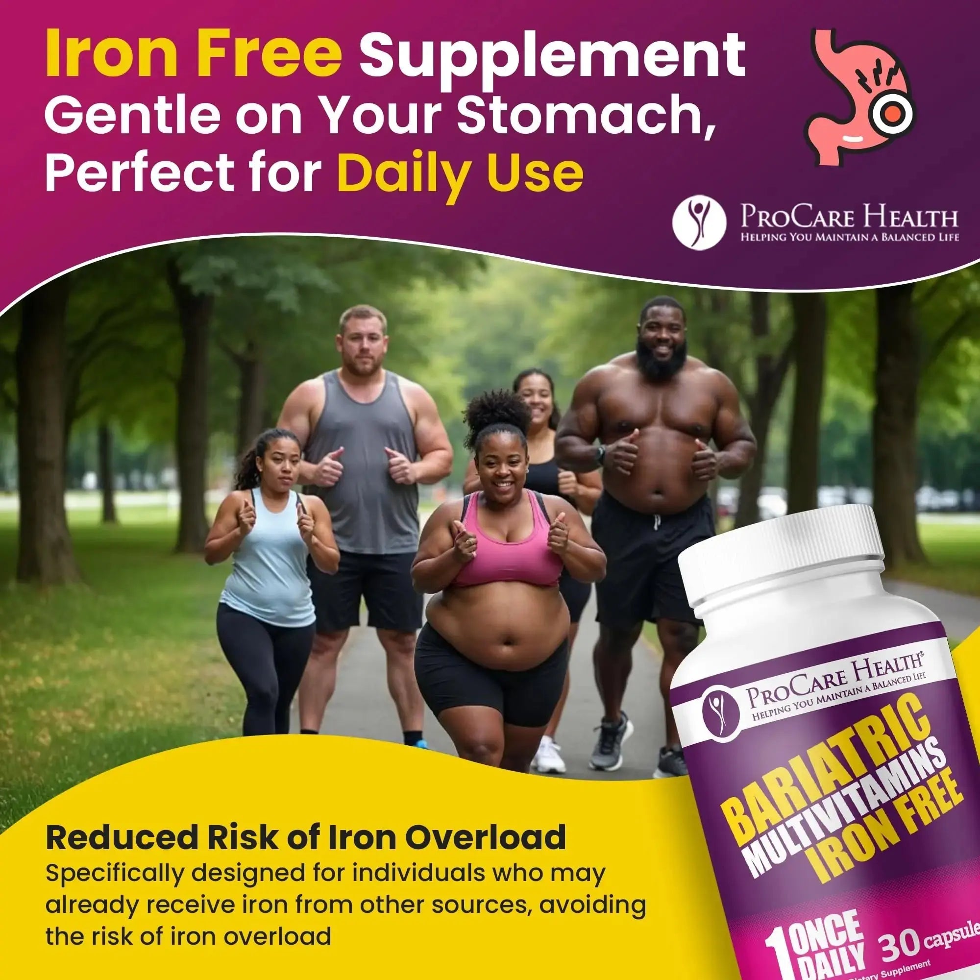 Procare Health Bariatric Multivitamin with Iron Free (30 Fast Dissolving Veggie Capsule) - Bariatric Vitamins for Gastric Sleeve & Gastric Bypass ProCare Health Au supplements