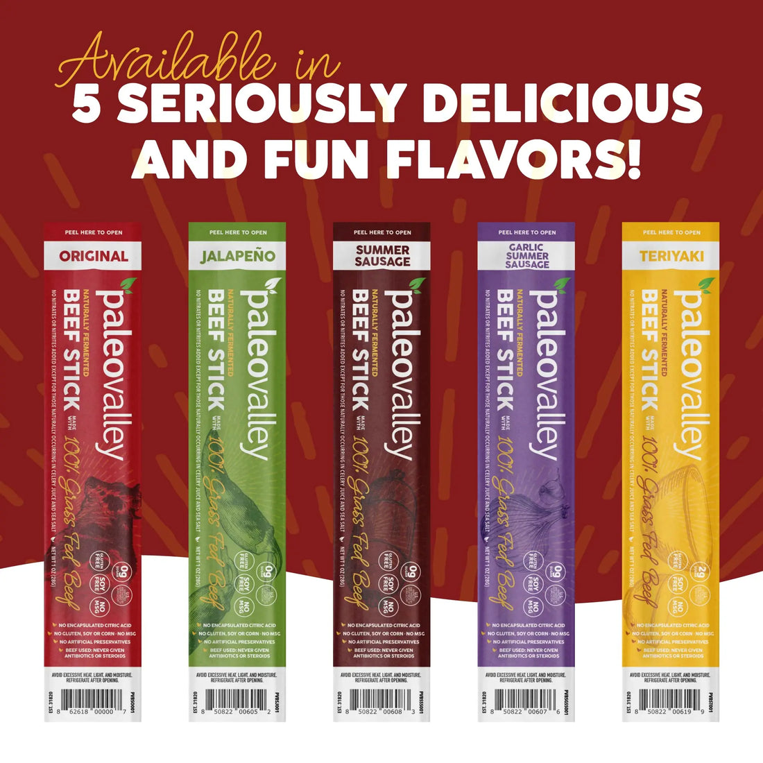 Paleovalley 100% Grass Fed Original Beef Sticks - Delicious Gluten Free Beef Snack - High Protein Keto Friendly Paleovalley Au supplements