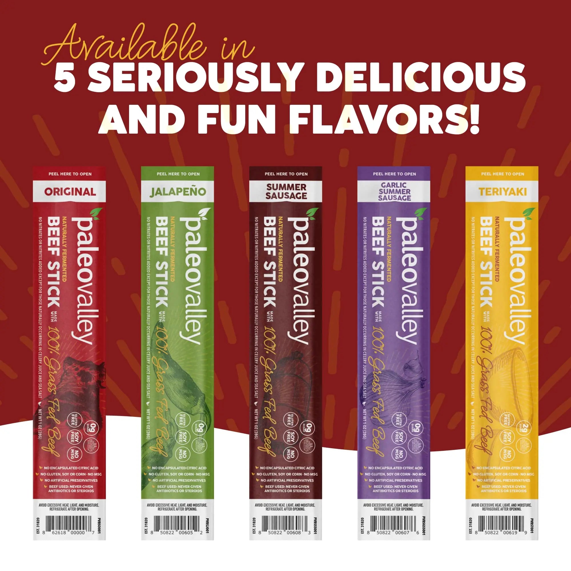Paleovalley 100% Grass Fed Original Beef Sticks - Delicious Gluten Free Beef Snack - High Protein Keto Friendly Paleovalley Au supplements