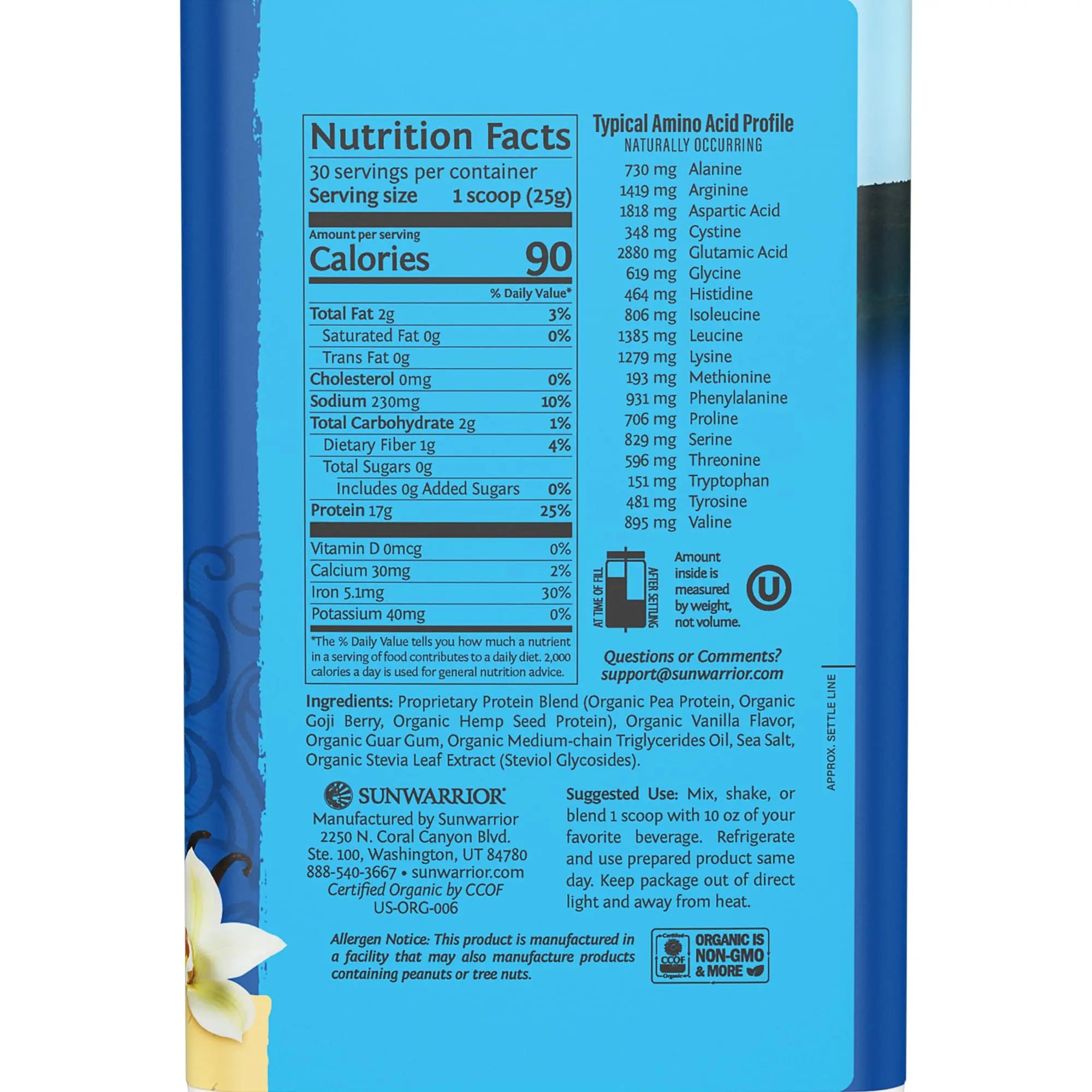 Sunwarrior Vegan Protein Powder Organic Plant-Based Protein | BCAA Amino Acids Hemp Seed Plant Protein | Soy Free Dairy Free Gluten Free Synthetic Free Non-GMO Sunwarrior Au supplements