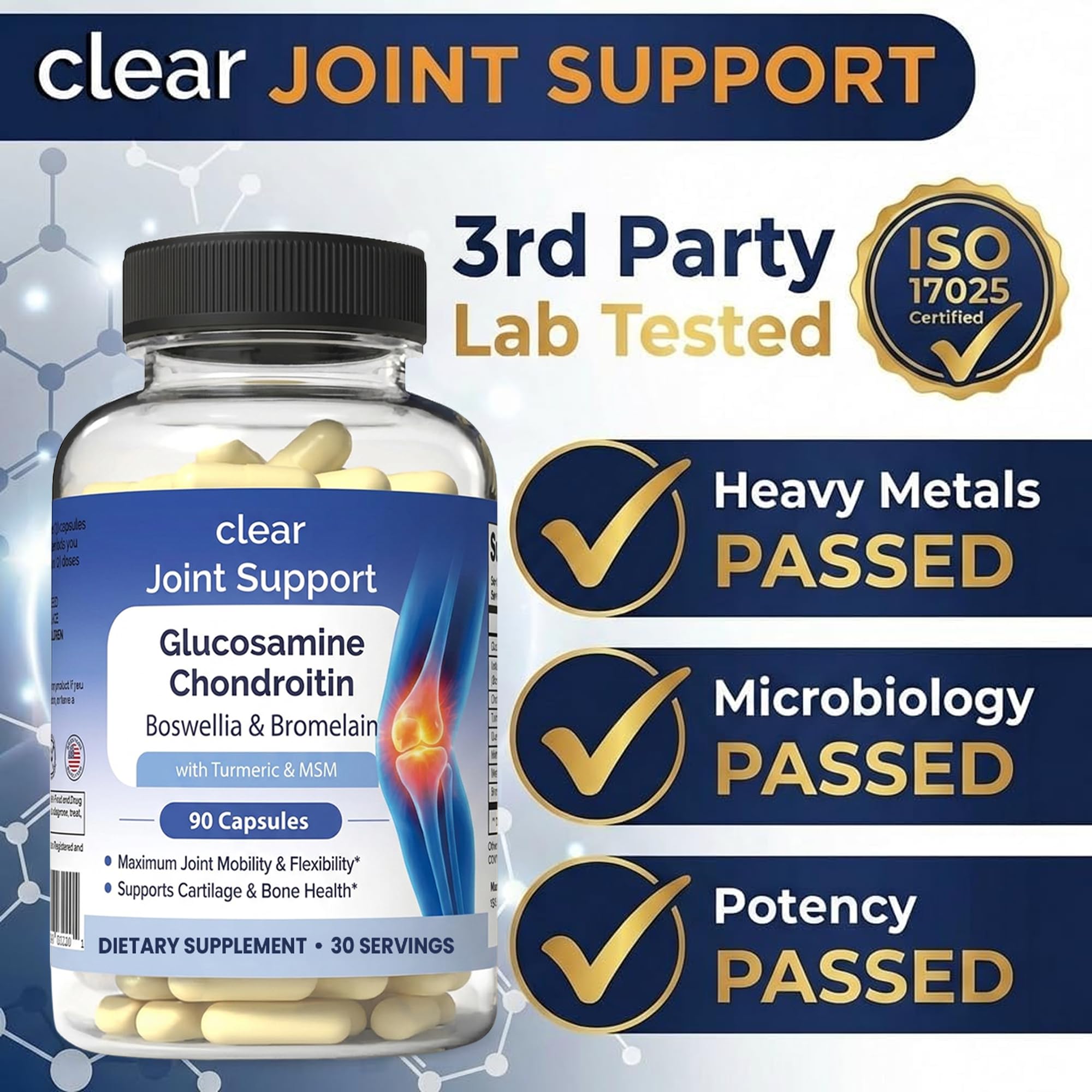 Glucosamine Chondroitin MSM with Turmeric & Boswellia 540 Capsules | 8-in-1 Joint Support Supplement for Flexibility & Mobility | Joint Supplement for Men & Women – Supports Back, Knees, Hips & Joints Clear Probiotics Au supplements
