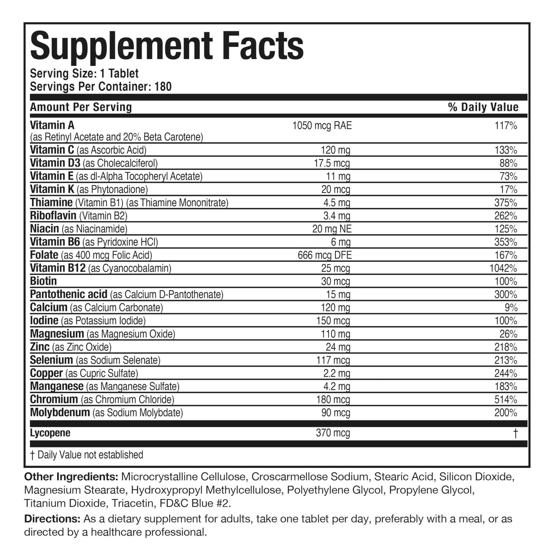 Bronson ONE Daily Mens 50+ Complete Multivitamin Multimineral, 180 Tablets Bronson Au supplements