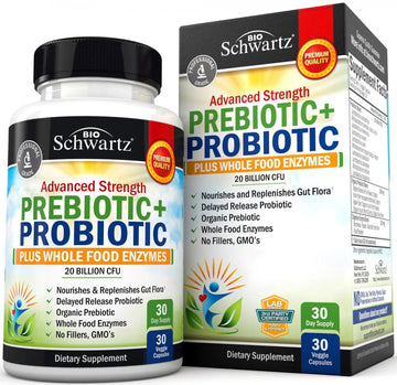 Probiotic & Prebiotic Digestive Health Capsules - 30ct, Gluten & Dairy Free, Non-GMO BioSchwartz Au supplements