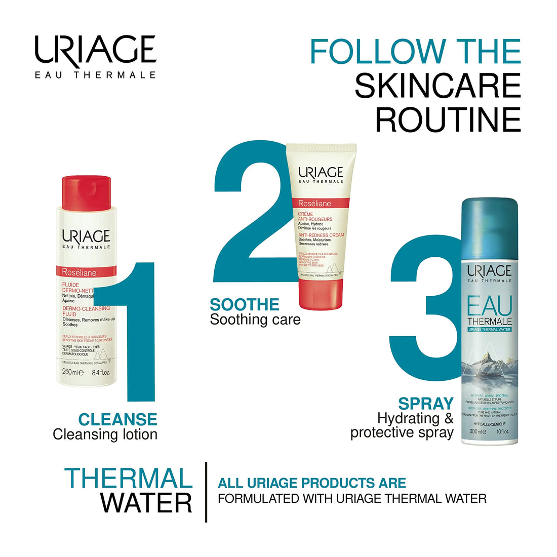 Uriage Roseliane Redness Relief Face Cream 1.35 fl.oz. | Hydrating Moisturizer Uriage Au supplements
