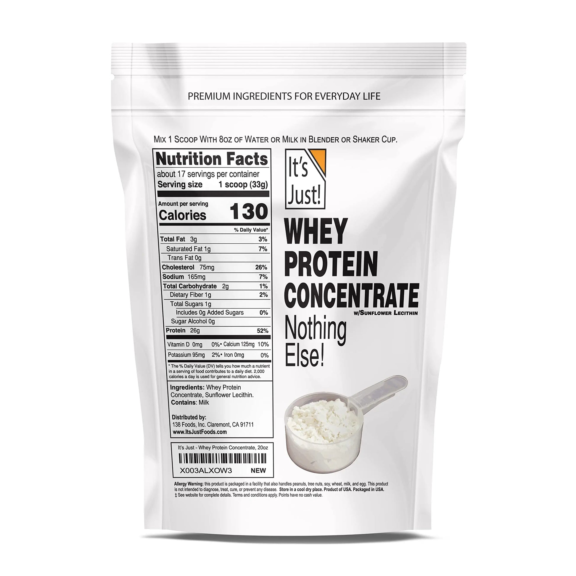 It's Just! - 100% Whey Protein Concentrate, Made in USA, Premium WPC-80, No Added It's Just! Au supplements