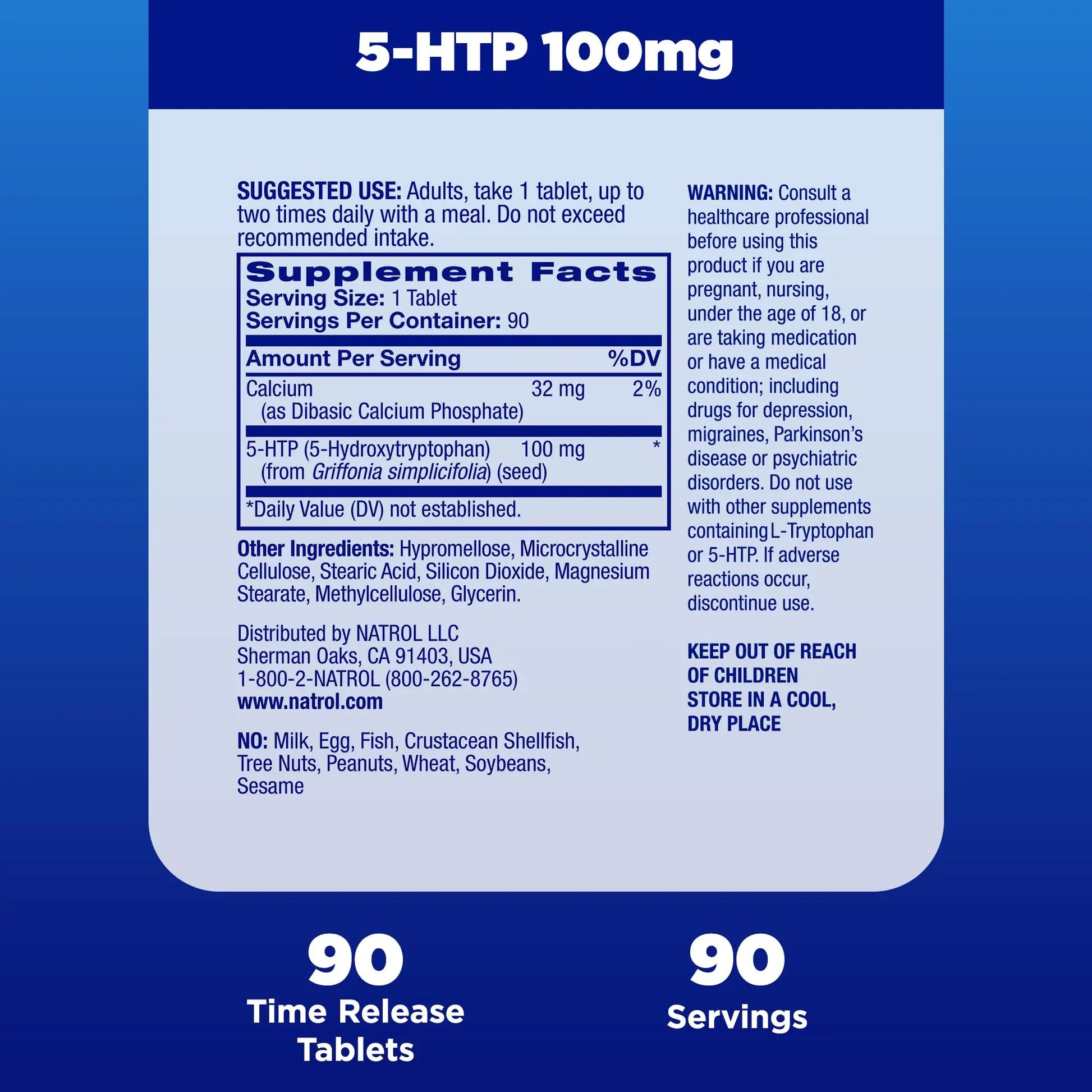Natrol 5-HTP 100mg, Dietary Supplement Helps Support a Balanced Mood, Mood and Stress Support Supplement, 90 Time Release Tablets, 45-90 Day Supply Natrol Au supplements