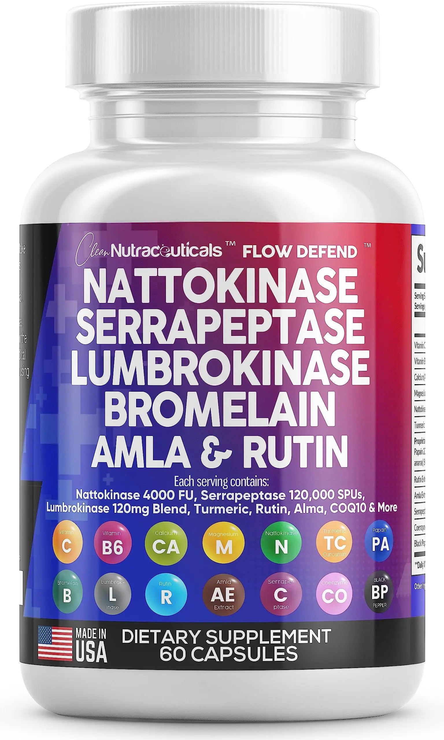 Nattokinase 4000 FU Serrapeptase 120000 SPU Lumbrokinase Enzyme Clean Nutraceuticals Au supplements