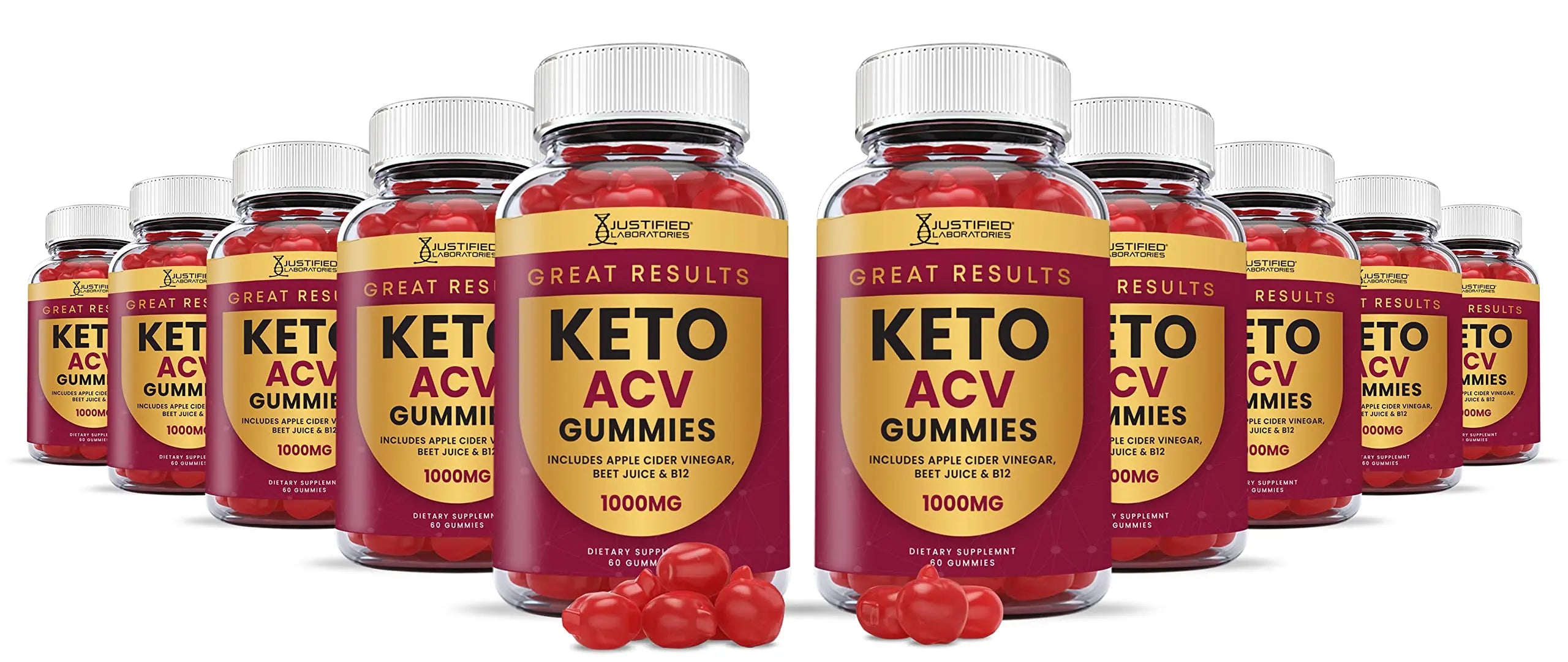 Justified Laboratories (10 Pack) Great Results Keto ACV Gummies 1000MG Justified Laboratories Au supplements