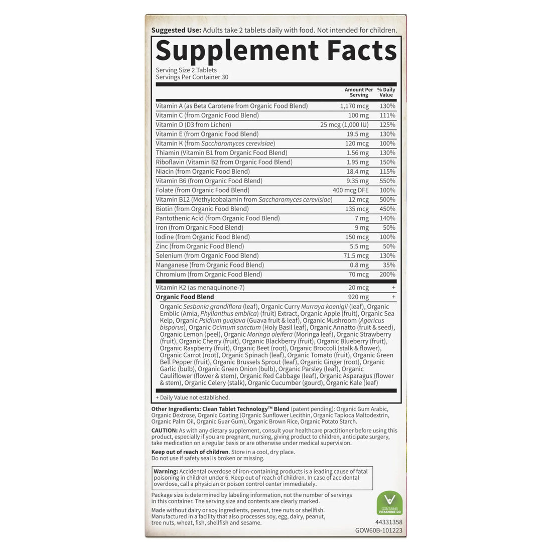 Garden of Life Organics Organic Multivitamin for Women - Womens Multi with Vitamin C, D, Folate, B6, B12, Biotin, Iron Garden of Life Au supplements