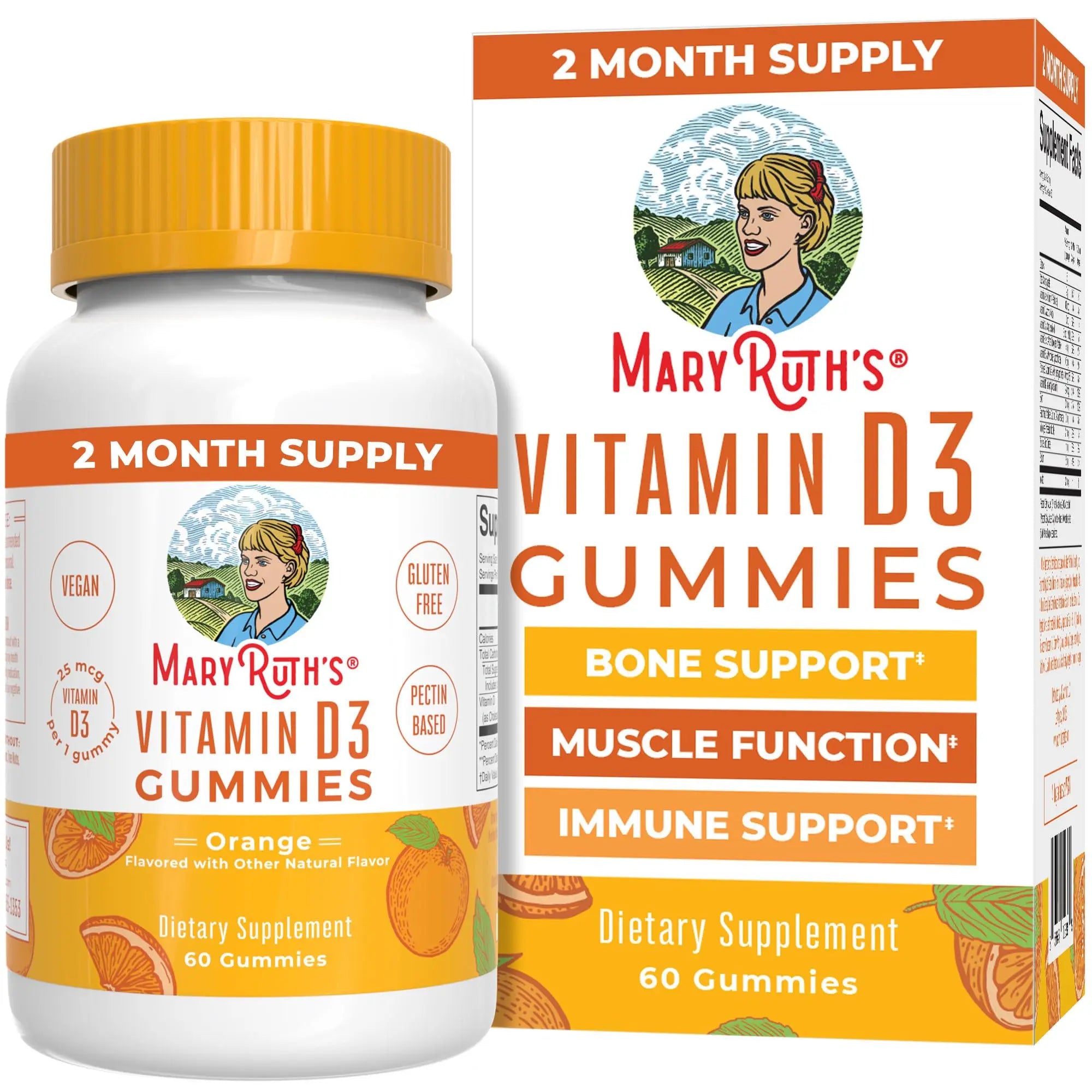 MaryRuth Organics Vitamin D3 Gummies | 2 Month Supply | Adults & Kids Vitamin D Gummy | Immune Support Supplement | VIT D3 1000IU for Bone Health&Muscle Function | Vegan | Non-GMO | Gluten Free | 60 MARYRUTH'S Au supplements