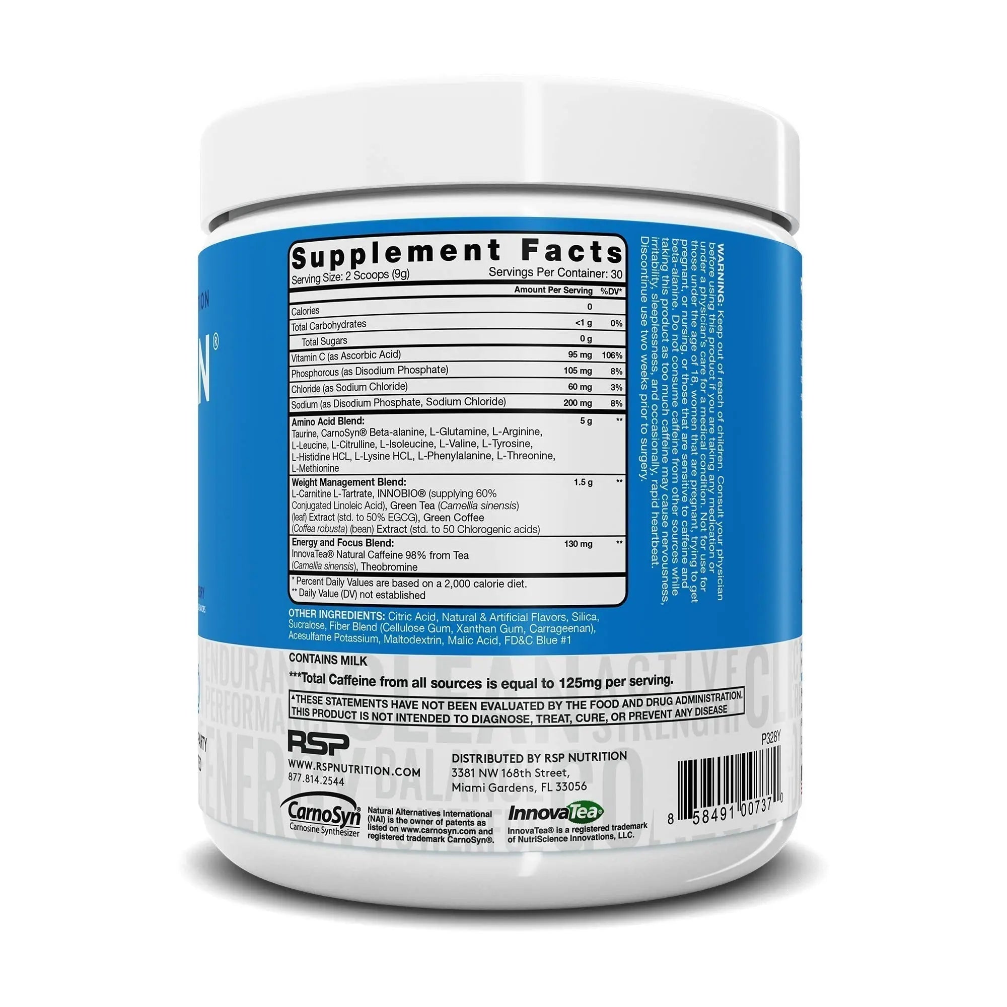 RSP NUTRITION AminoLean Pre Workout Energy (Blue Raspberry 30 Servings) with TrueFit RSP NUTRITION Au supplements
