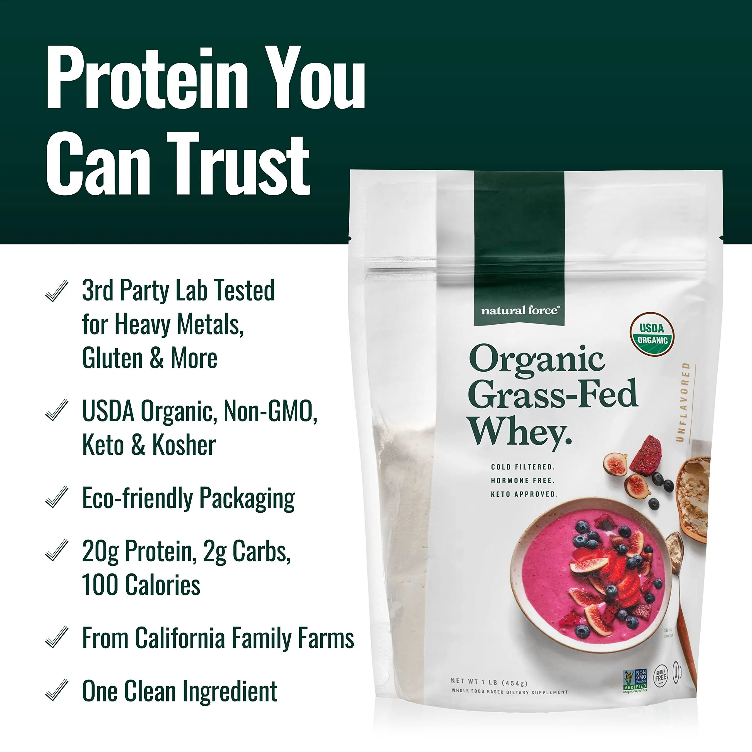 Natural Force Grass Fed Organic Whey Protein Powder – Non GMO Verified, Humane Natural Force Au supplements
