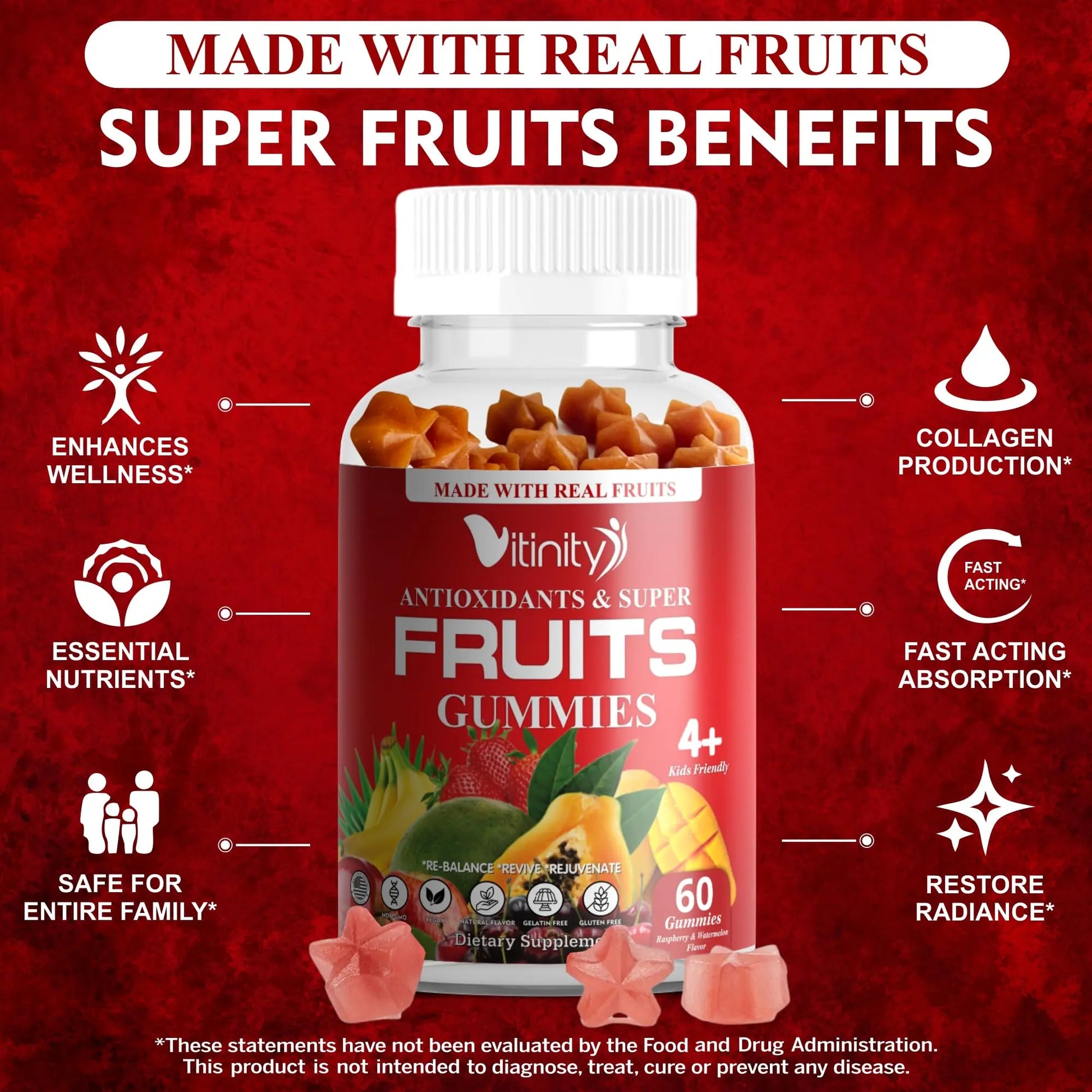 VITINITY Made with Real Super Fruits Delicious Gummy Supplement,Men,Women & Kids VITINITY Au supplements