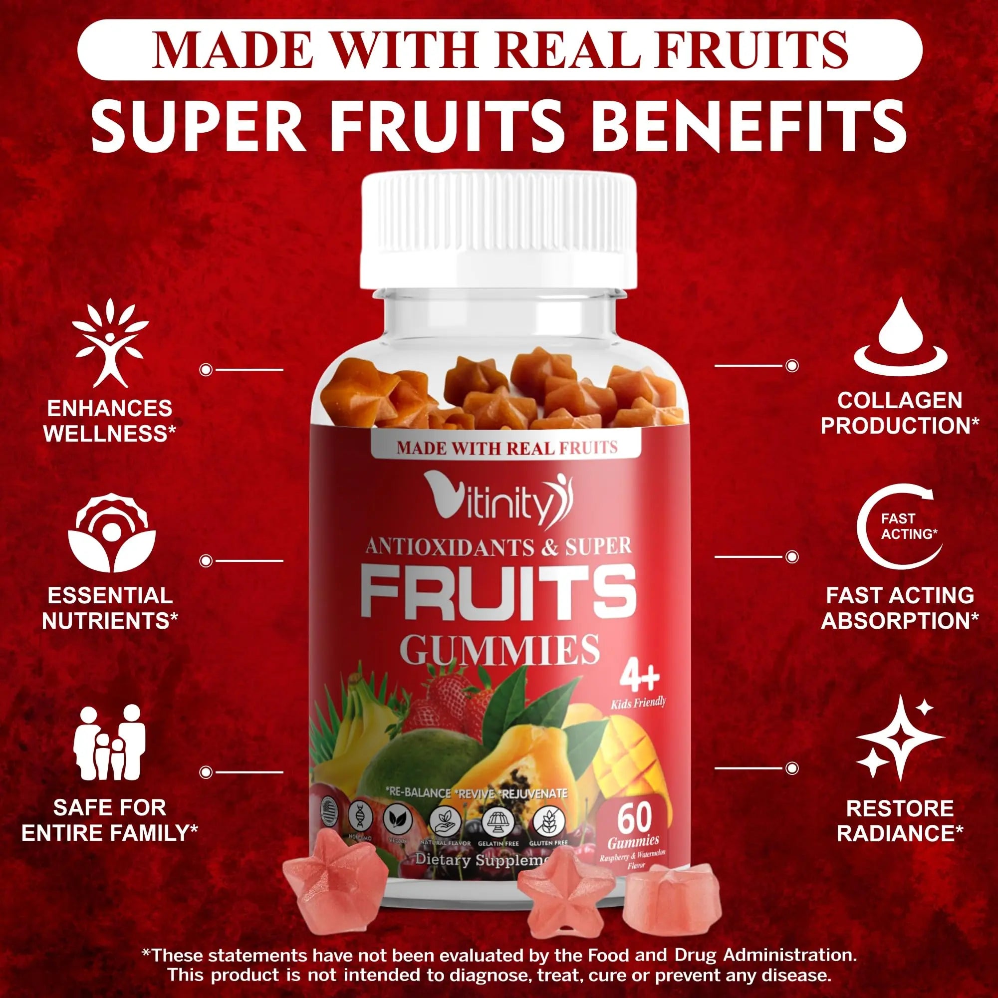 VITINITY Made with Real Super Fruits Delicious Gummy Supplement,Men,Women & Kids VITINITY Au supplements