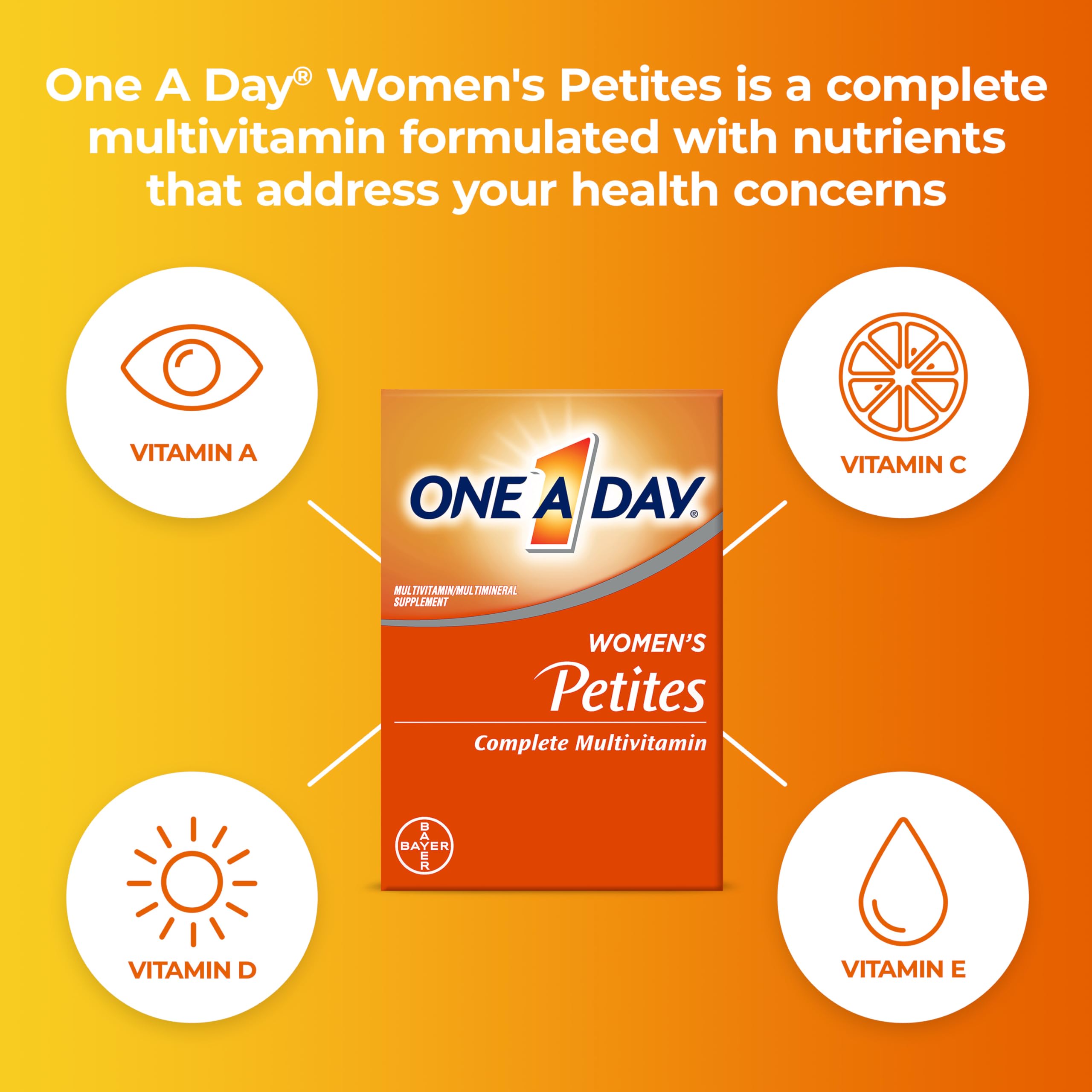 One A Day Women’s Petites Multivitamin,Supplement with Vitamin A, C, D, E and Zinc for Immune Health Support, B Vitamins, Biotin, Folate (as folic acid) & more,Tablet, 160 count ONE A DAY Au supplements
