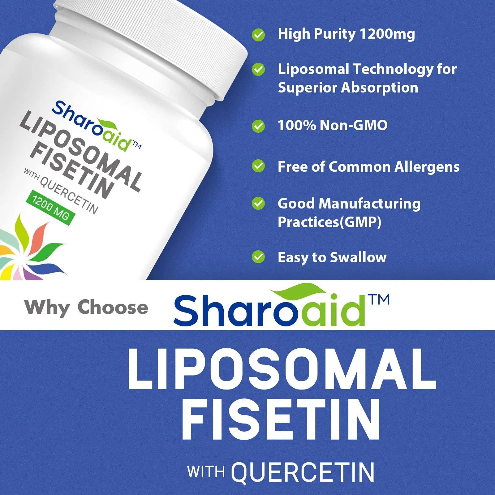Sharoaid Liposomal Fisetin with Quercetin Supplements 1200 mg per Serving Sharoaid Au supplements