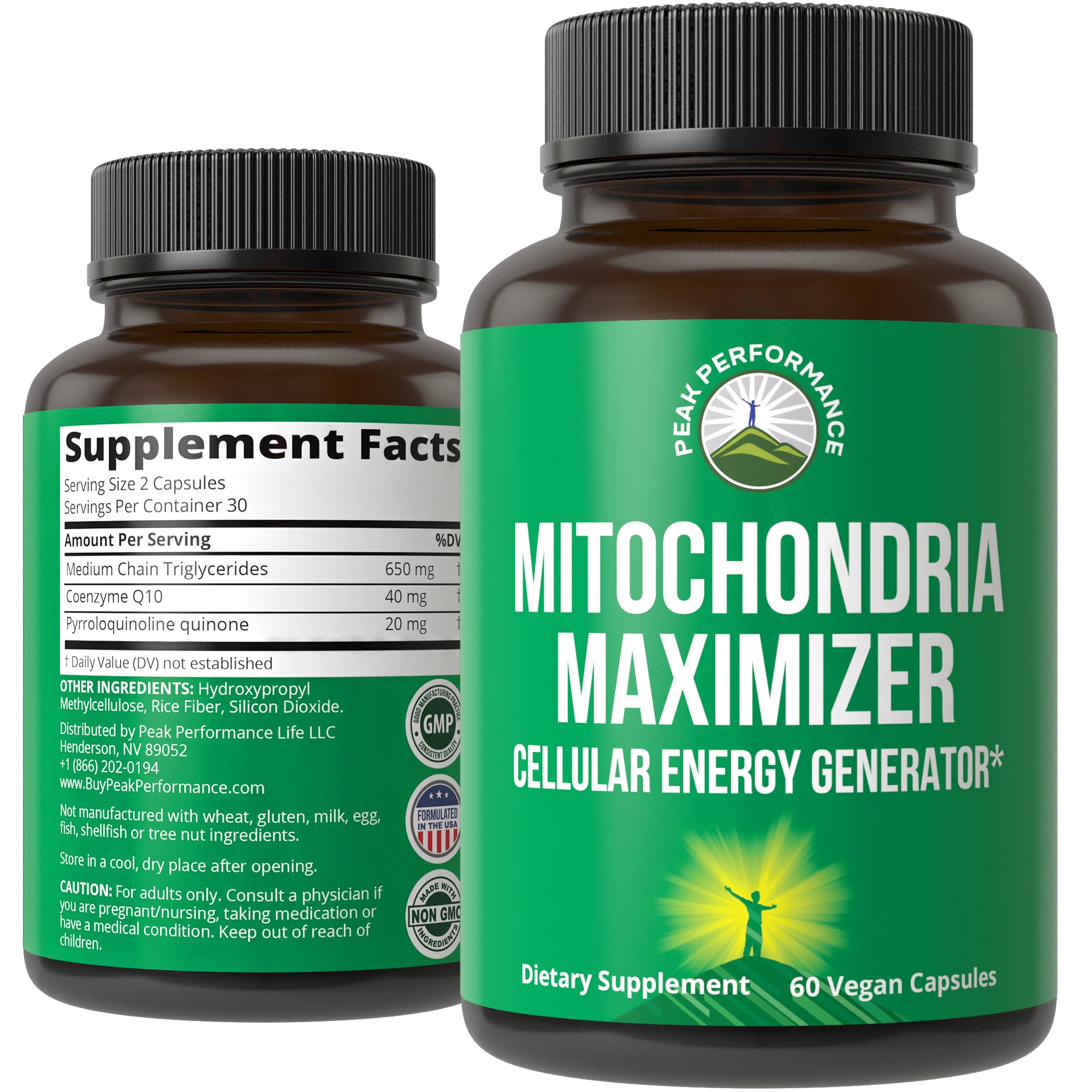 Peak Performance Mitochondria Maximizer with CoQ10 and Active PQQ. Best Mitochondrial Support Supplement with MCT Oil. Natural Cellular Generator for Clean, Energy Support. 60 Vegetarian Capsules Peak Performance Au supplements