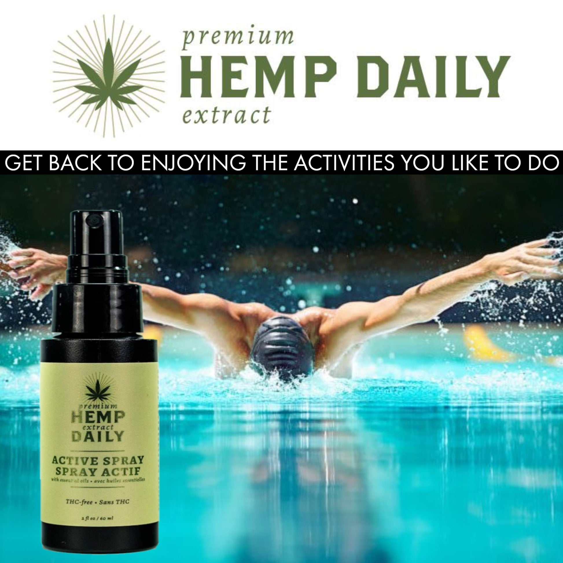 Hemp Daily Active Spray | Hemp Spray with Essential Oils | Vegan, Organic Ingredients | 2 Fluid Ounces (Original Spray, Single) Premium Hemp Extract Daily Au supplements