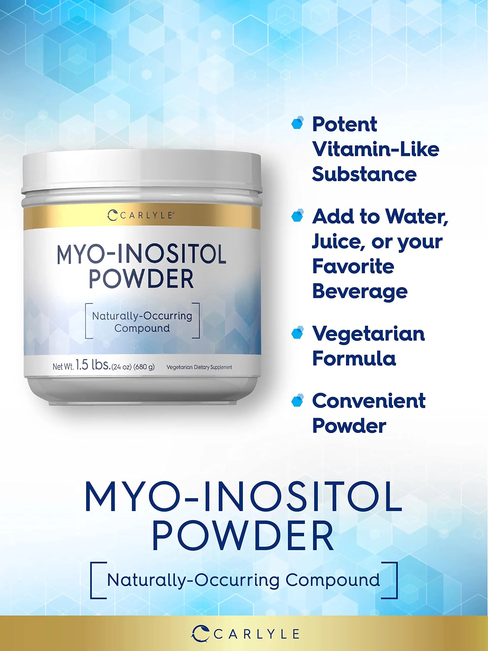 Carlyle Myo-Inositol Powder Supplement | 1.5 lbs | Naturally Occuring Compound Carlyle Au supplements