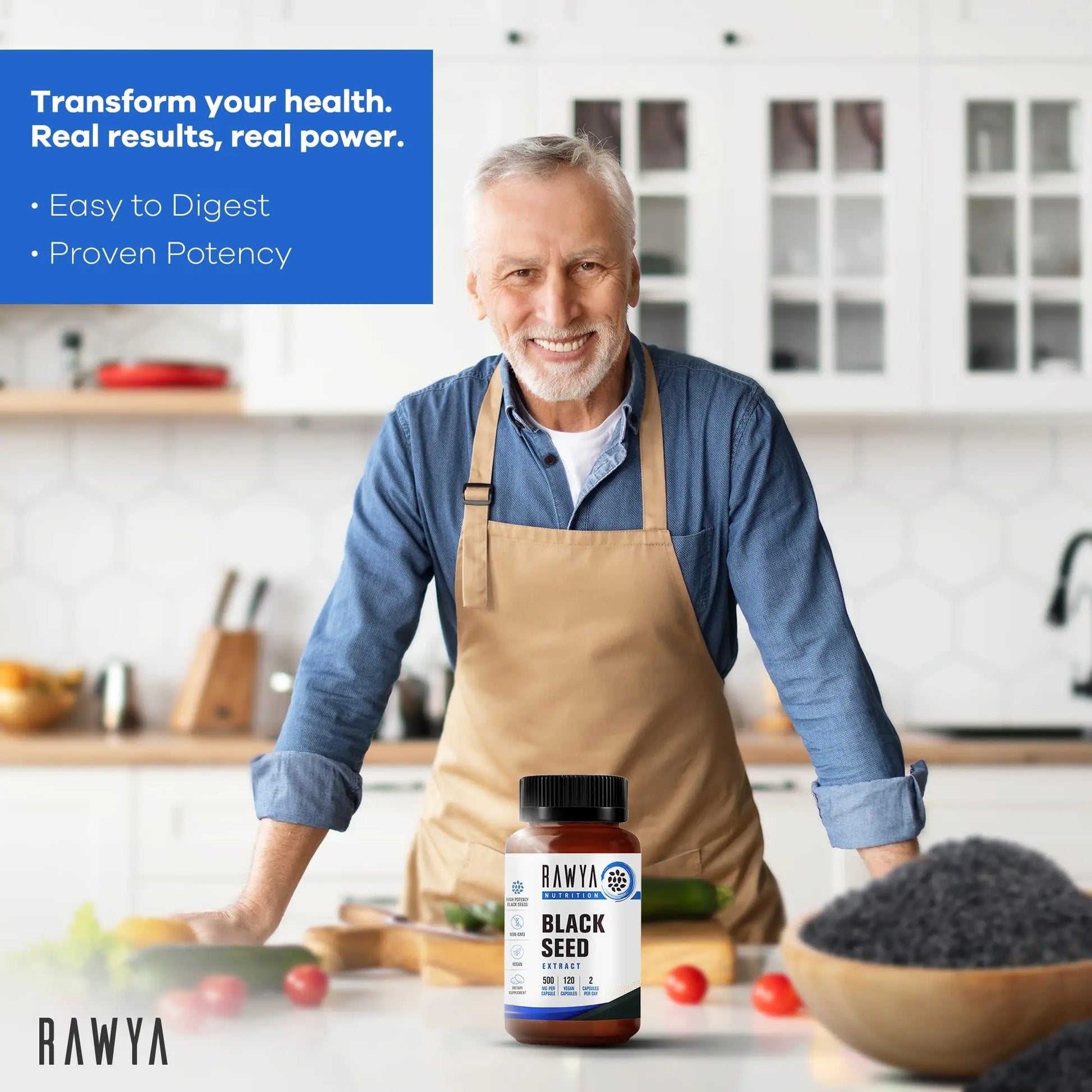 RAWYA Nutrition, Black Seed Extract, 120 Vegan Capsules, Nigella Sativa, Black Cumin RAWYA Au supplements