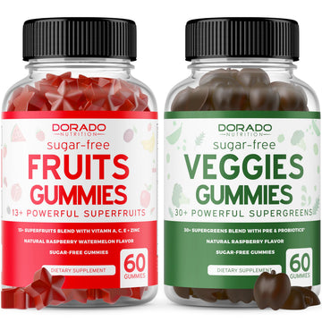 Fruit and Veggies Supplement (120 Gummies) - Premium Sugar-Free Superfood Super Green & Fruit Gummies for Adults - Immunity Support for Men & Women - Non GMO, Vegan Safe & Made in USA DORADO NUTRITION Au supplements