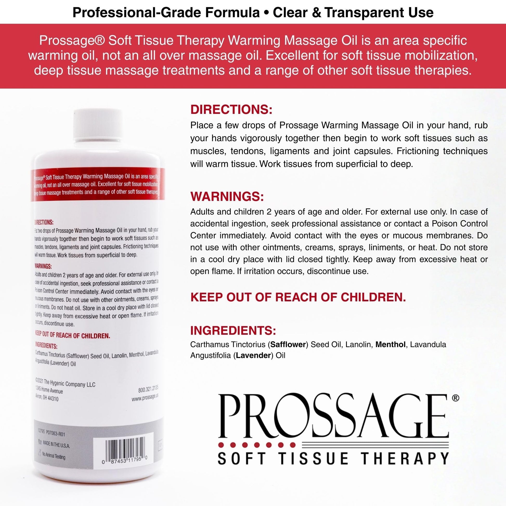 Prossage Heat Warming Relief Massage Oil for Therapuetic Massages, Deep Tissue Massages, and Aromatherapy, Topical Reliever, 32 Ounce Bottle Prossage Au supplements