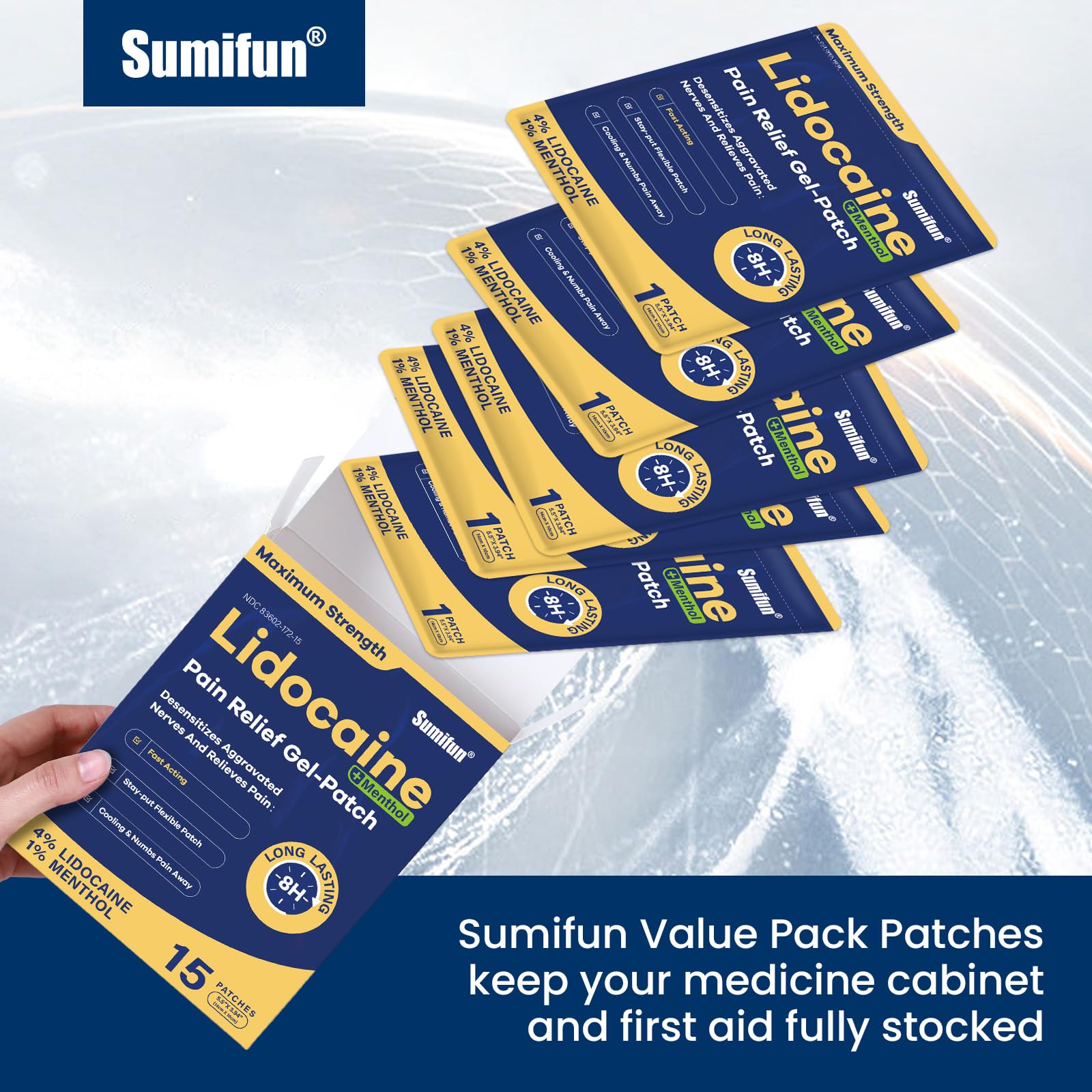 Sumifun 4% Lidocaine Patches Plus 1% Menthol - 30 Counts Maximum Strength OTC Pain Relief Patches for Back Ache Stiff Neck Joint Pain Muscle Soreness Topical Analgesic Sumifun Au supplements