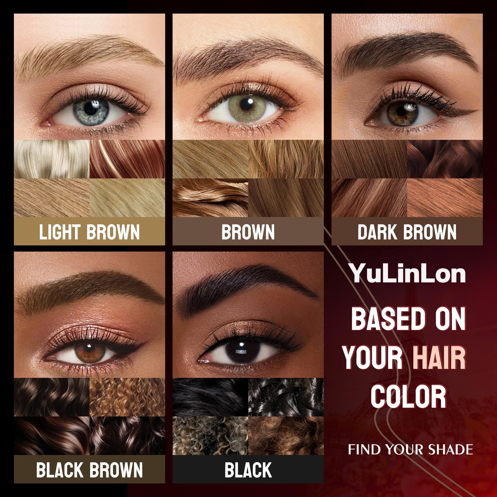 YuLinLon Double-Headed Brow Pen, Ultra-Precise Hair-Like Strokes, Long-Lasting Waterproof Makeup, Available in 5 Natural Shades (3#Dark Brown) Yulinlon Au supplements