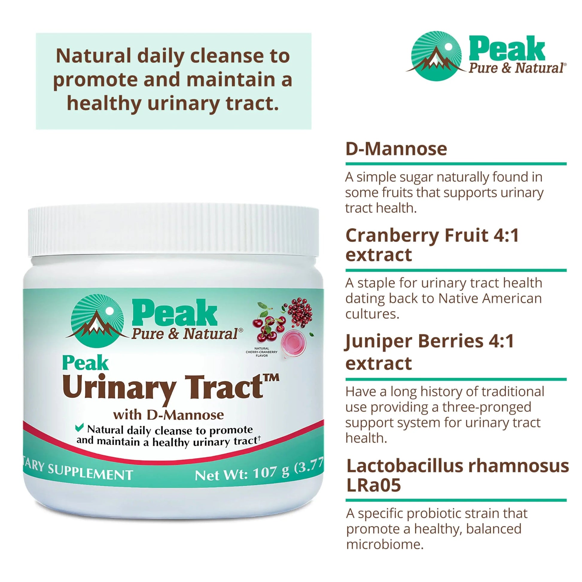 Peak Urinary Tract Supplement Powder - Cranberry and D-Mannose Powder with Juniper Berries and Probiotics for Urinary Tract Health, Ph Balance, UTI Defense - Vegan, Gluten Free (30 Day Supply) Peak Pure & Natural Au supplements