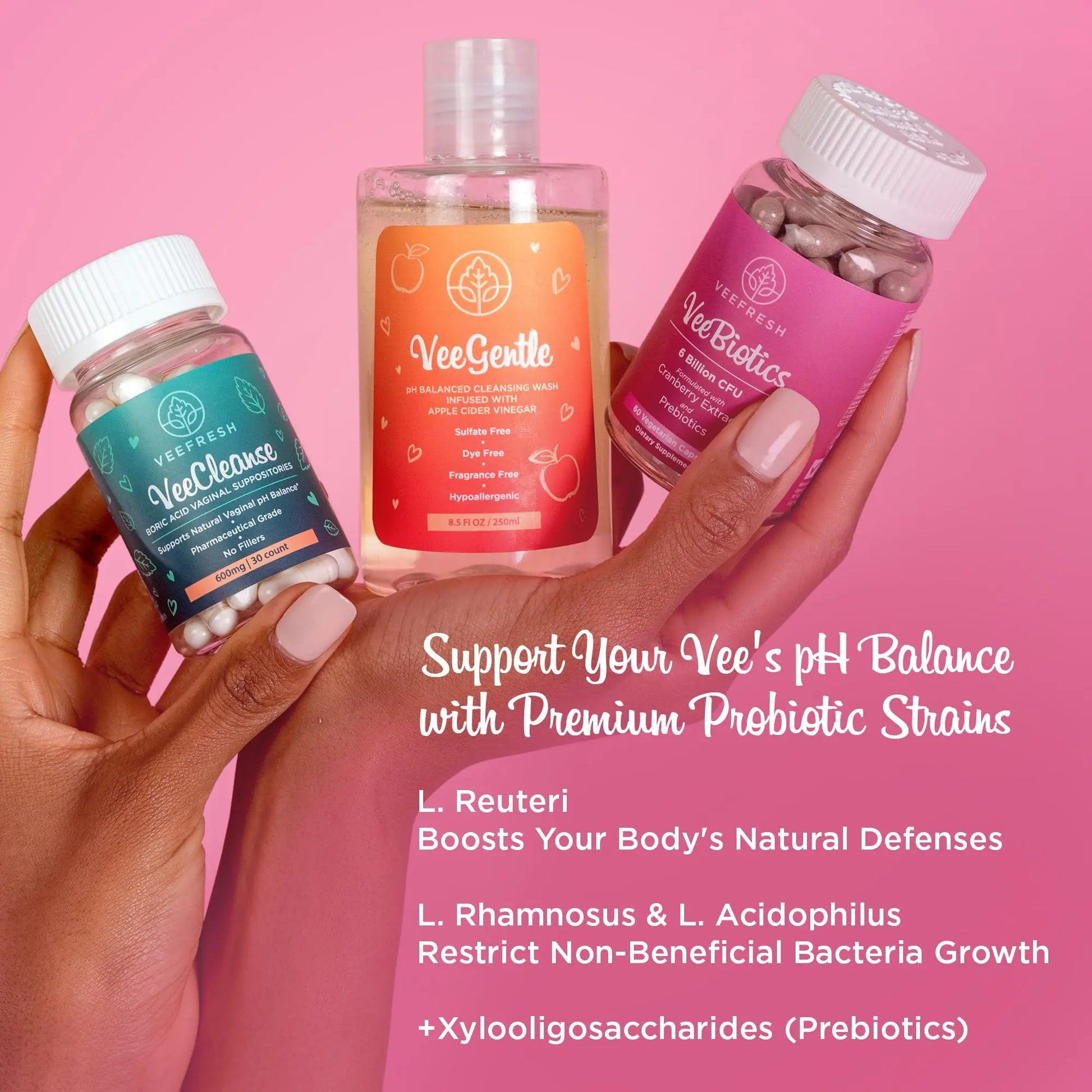 VeeBalance Bundle – Boric Acid Suppositories, Feminine Wash & Cranberry Probiotics for Women – pH Balance & Freshness Support VeeFresh Au supplements