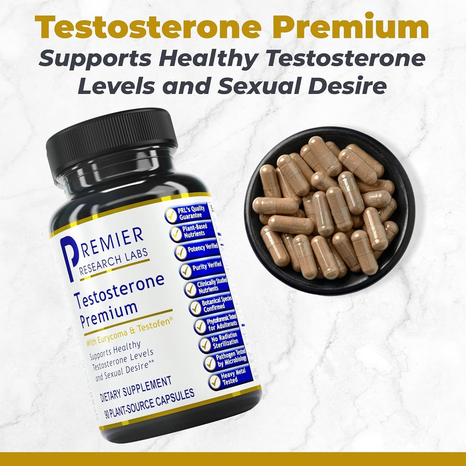 Premier Research Labs Testosterone Premium - Testosterone Supplement for Men, All Natural Testosterone Complex, Premier Labs Testosterone Support, Fenugreek, Cordyceps & Maca - 90 Vegetarian Capsules Premier Research Labs Au supplements