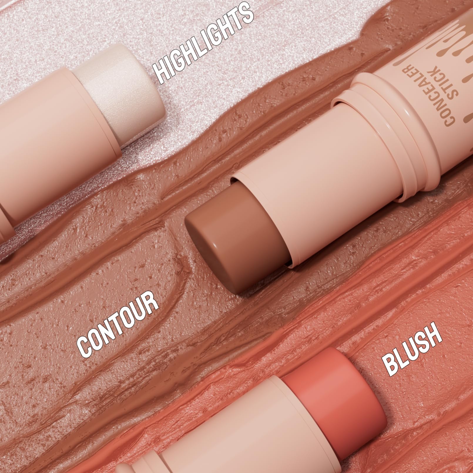3Pcs Cream Contour Sticks Kit, Highlighter Stick Blush Stick Cream Contour Kit Makeup Set with Brush,Face Brightens & Shades Contour Stick Waterproof for Women QIC Au supplements
