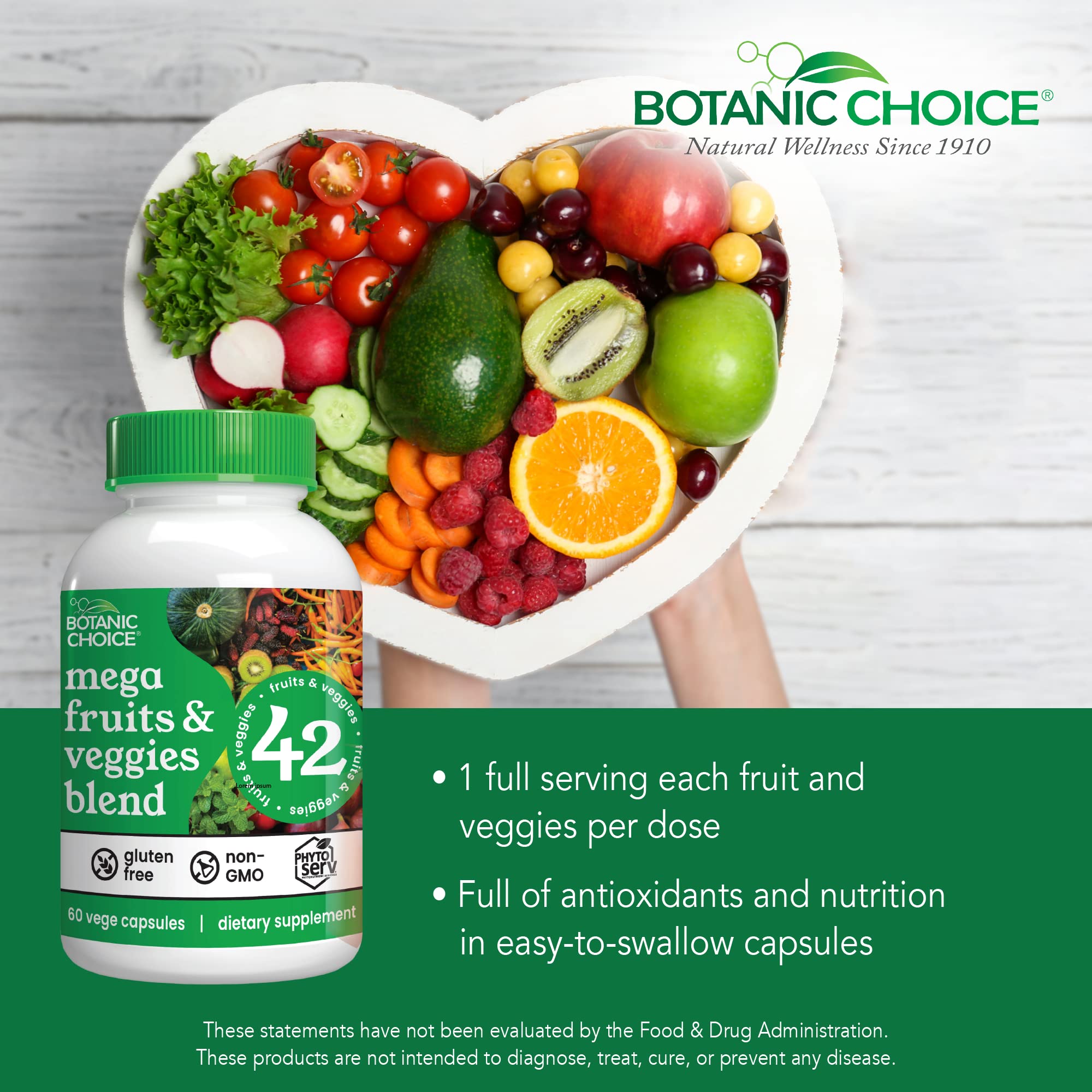 Botanic Choice Mega Fruits and Veggies Blend (60 Capsules) + Prostate 9 Complex (30 Softgels) Bundle - Energy Balance & Superfood Supplement + Urinary Flow & Cellular Health Botanic Choice Au supplements
