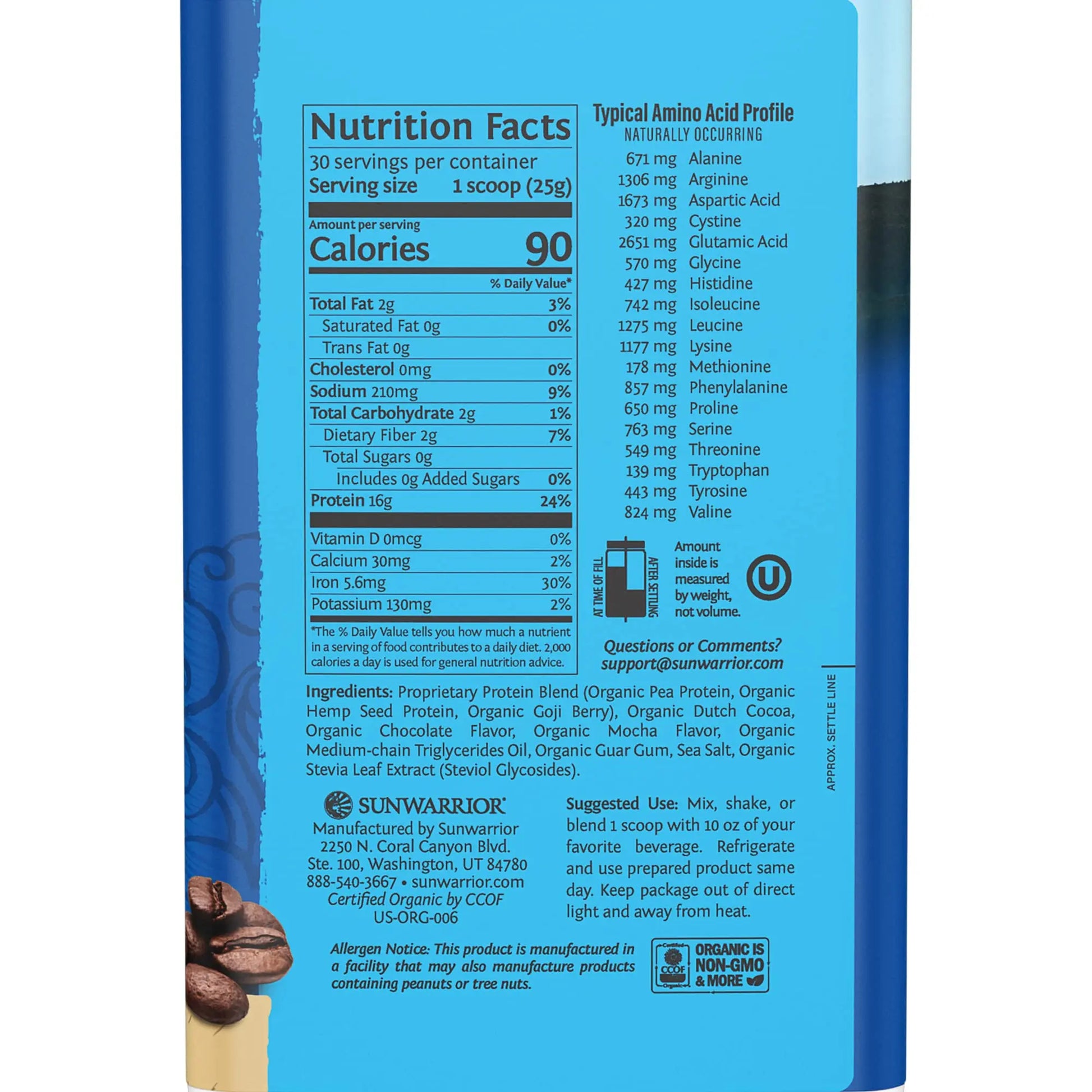 Vegan Protein Powder with BCAA | Organic Hemp Seed Protein Gluten Free Non-GMO Sunwarrior Au supplements